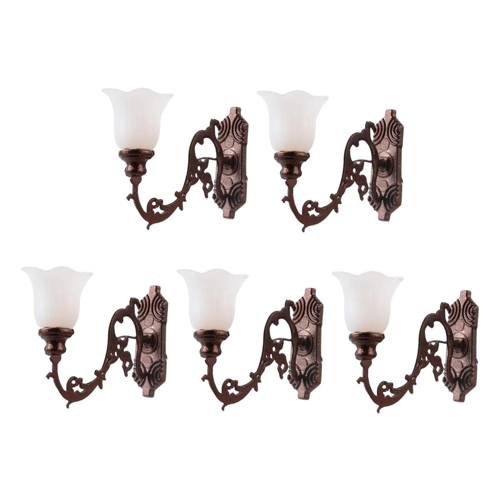Fancyes 5X Miniature Model Railway Wall Lamp - Vintage Bronze Outdoor Lighting for Garden, Patio & Micro Landscape Building Kits | Perfect for DIY Train Sets, Fairy Gardens & Architectural Models
