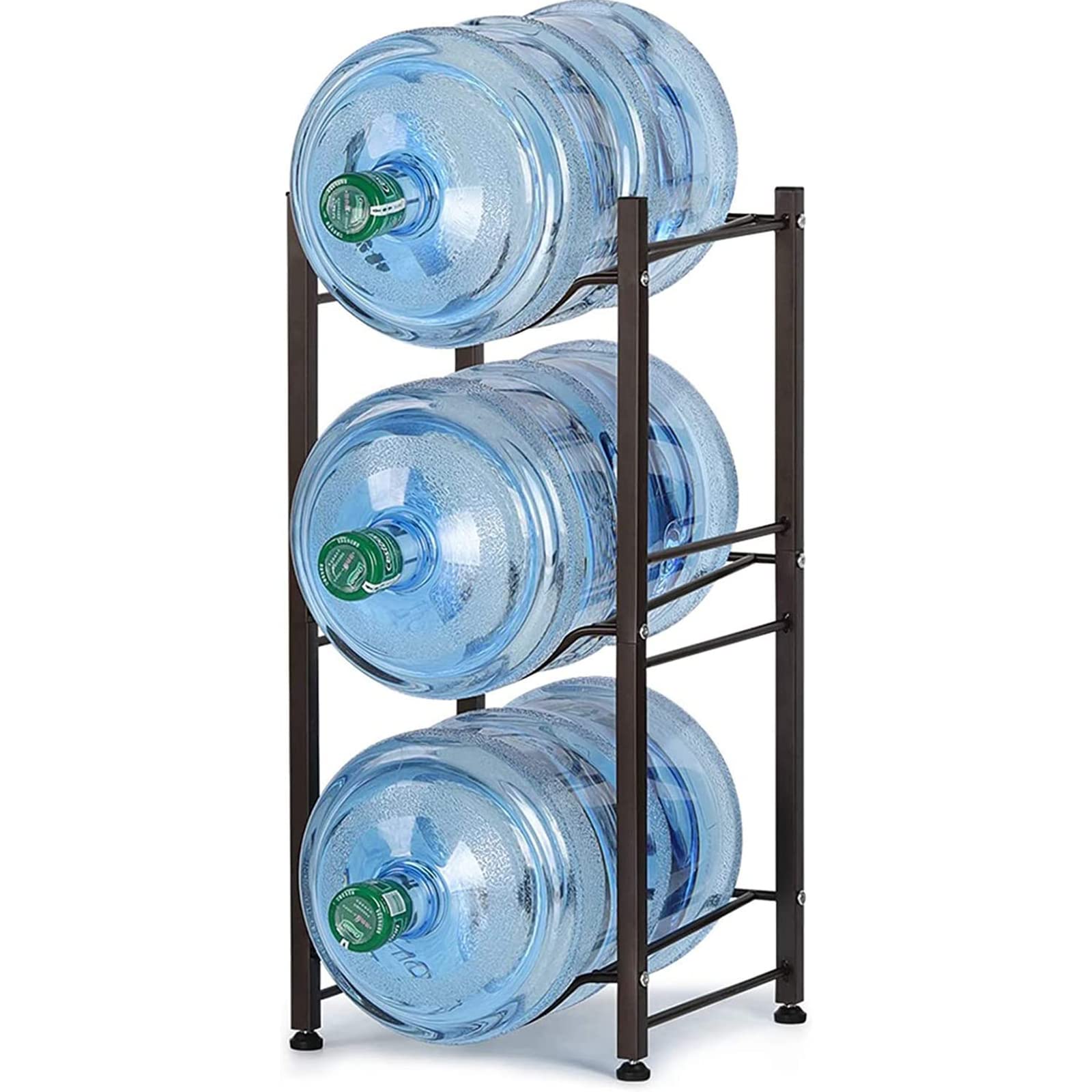 SEHERTIWY 3-Tier Water Jug Stand - 5 Gallon Water Bottle Holder - Dark Brown - Perfect for Home, Office, and Outdoor Use