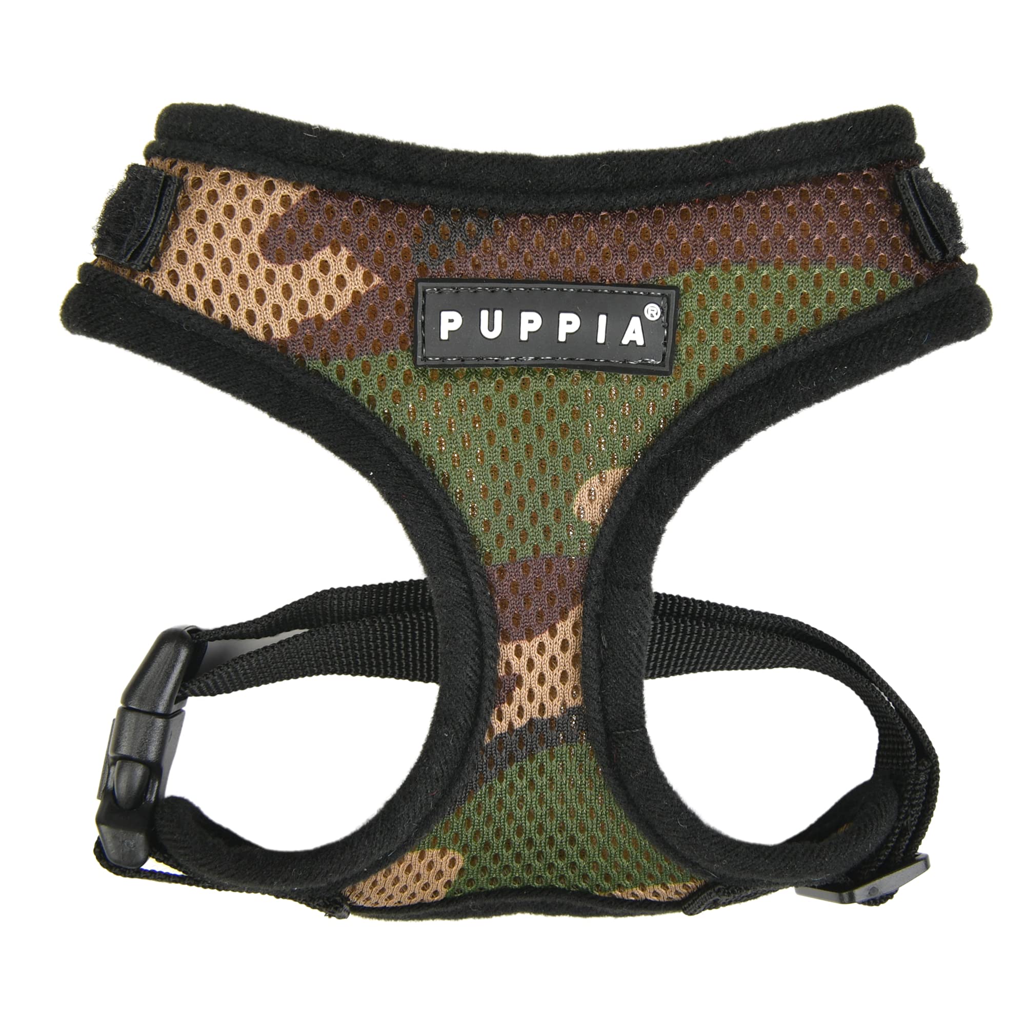 Puppia Soft Superior Dog Harness - Breathable Air Mesh No Pull No Choke Adjustable Vest for Small & Medium Dogs - Camouflage (L) - Perfect for Walking, Training & Outdoor Adventures
