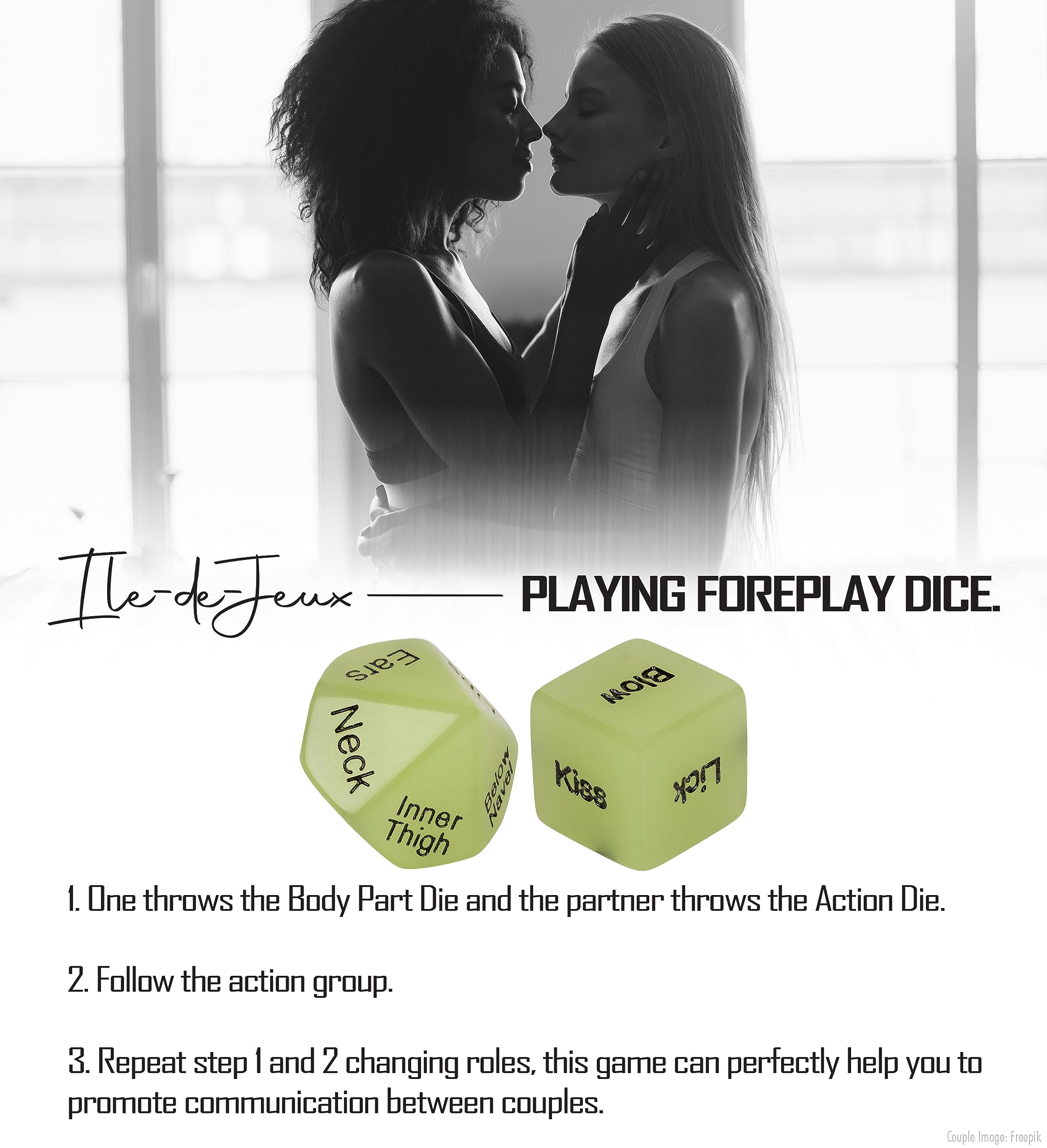 LGBTQ+ Pride Sex Dice Set for Couples - 5 Naughty Love Dice Game for Adults, Lesbian & Gay Valentines Gift, Sex Positions Toy for Romantic Game Night & Parties (Men/Women Models Available) - Perfect for Couples Play, Bachelorette Parties & Spicing Up Your Love Life