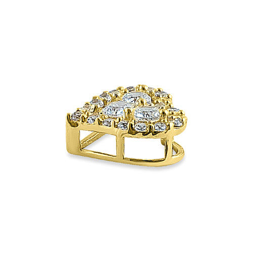 14K Yellow Gold Sparkle Heart Pendant with Round & Princess Cut CZ Stones - Perfect for Valentine's Day Gifts, Anniversary Presents & Everyday Elegance