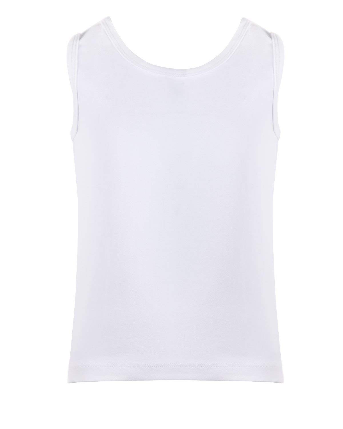 MeMoi Boys' 3-Pack White Cotton Blend Tank Tops for Kids - Breathable Summer Shirts for Playground, Beach & Casual Wear