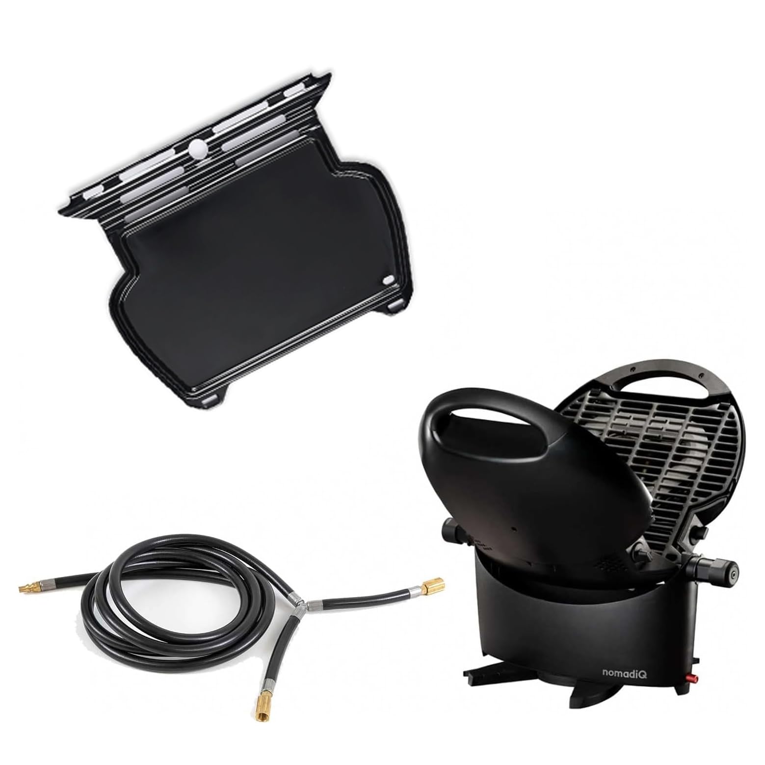 NomadiQ Portable Gas Grill and Griddle Combo with RV Hose - Perfect for Camping, Tailgating, and Outdoor Cooking Adventures