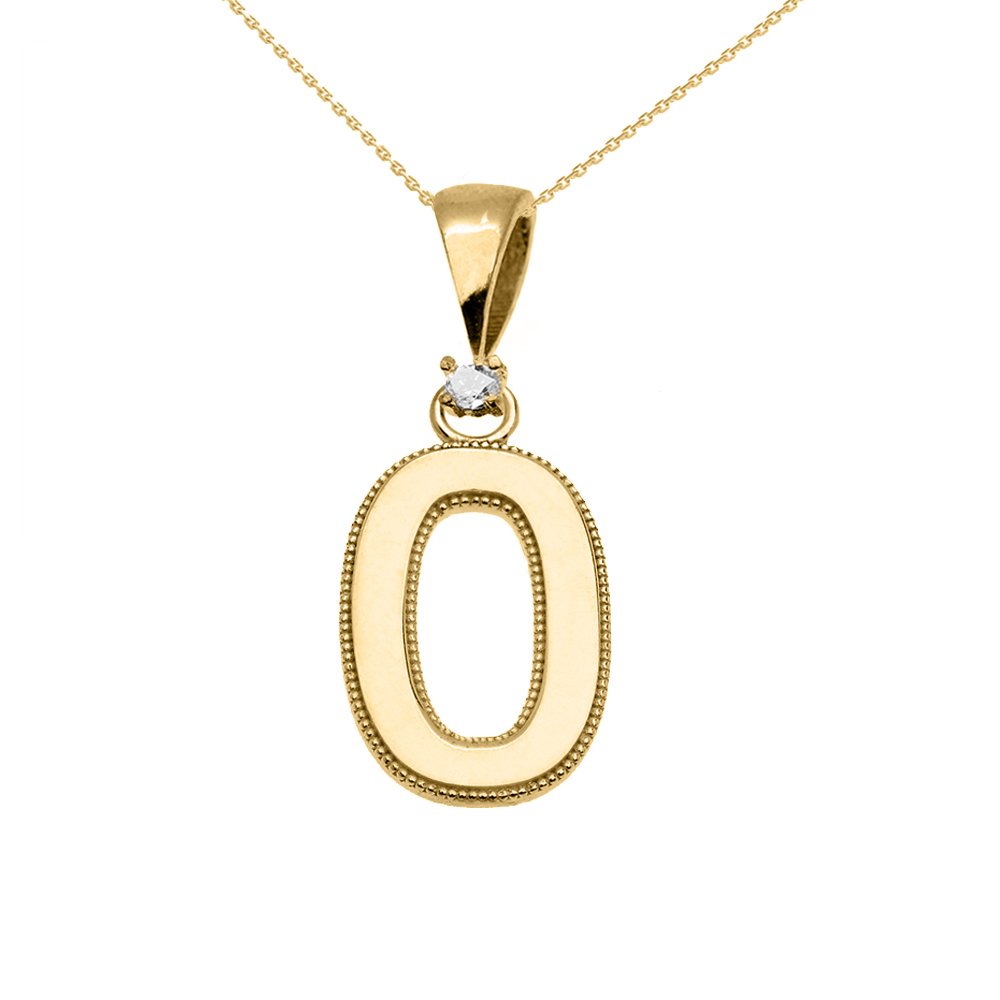 10K Yellow Gold High Polish Milgrain Solitaire Diamond Initial 