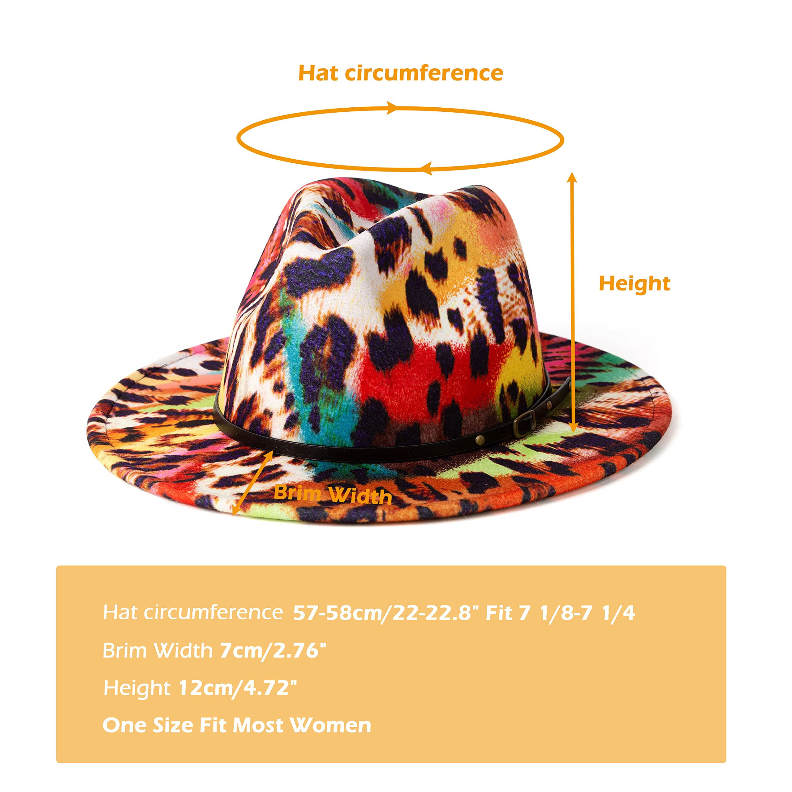 Gossifan Women's Two-Tone Wide Brim Fedora Hat - Classic Felt Panama Hat with Belt Buckle for Summer Beach, Travel & Fashion Outfits