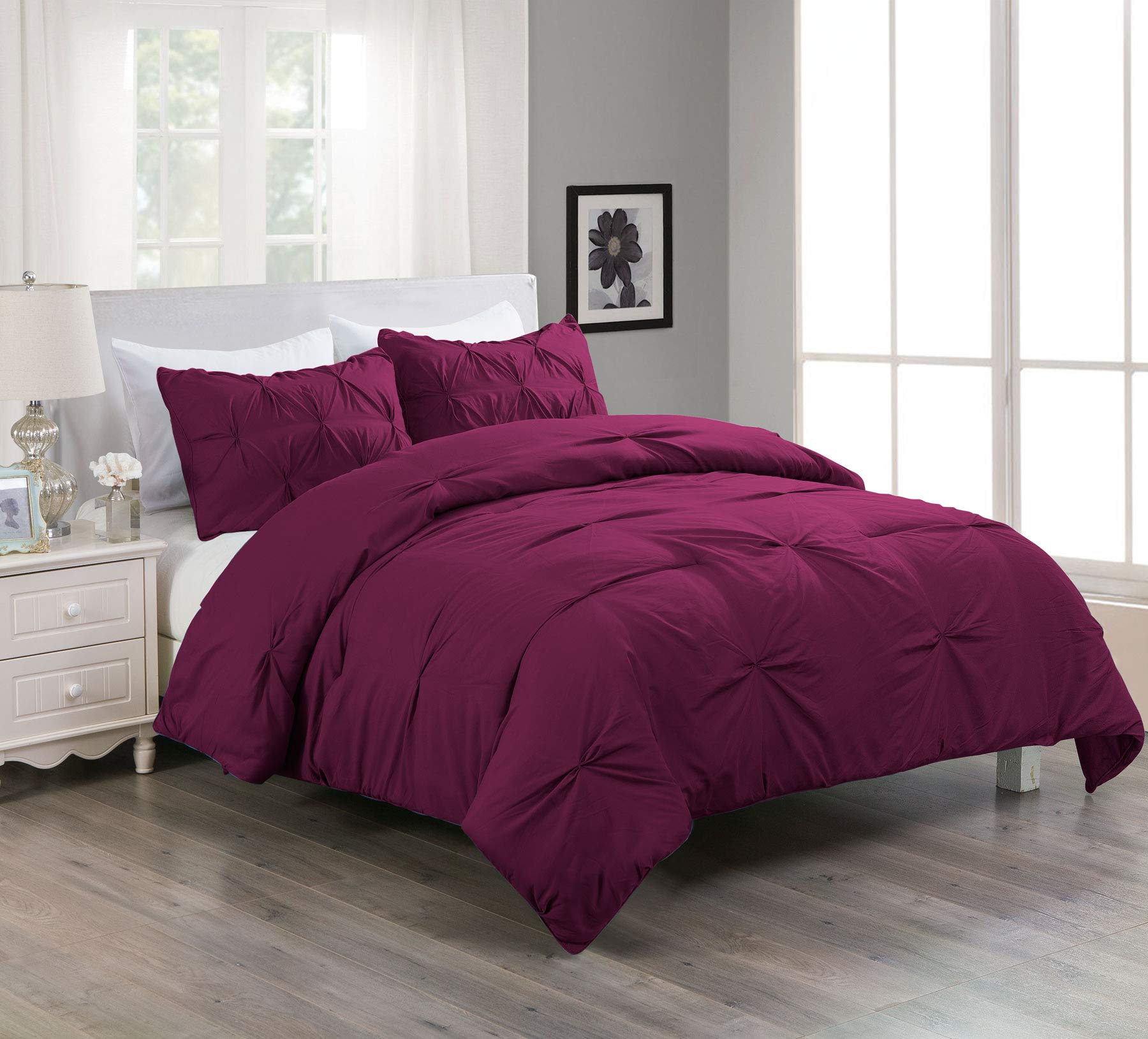 Lotus Home Water & Stain Resistant Pintuck Comforter Set - Twin Size, Fig Color, 2-Piece Bedding Set for Cozy & Stylish Bedroom Decor