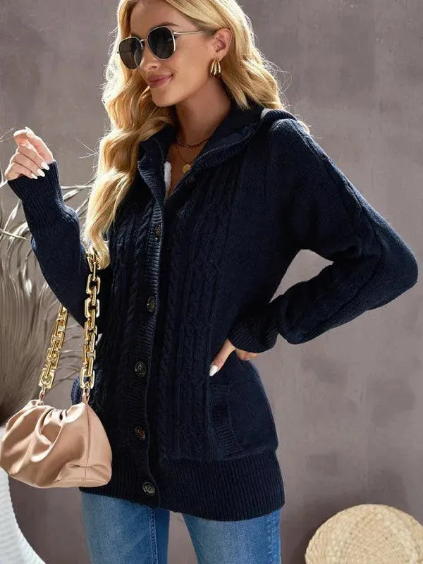 Cozy Casual Hooded Cardigan Sweater for Women - Soft Fleece Long Sleeve Open Front Jacket | Perfect for Fall, Winter, Lounge Wear & Outdoor Activities