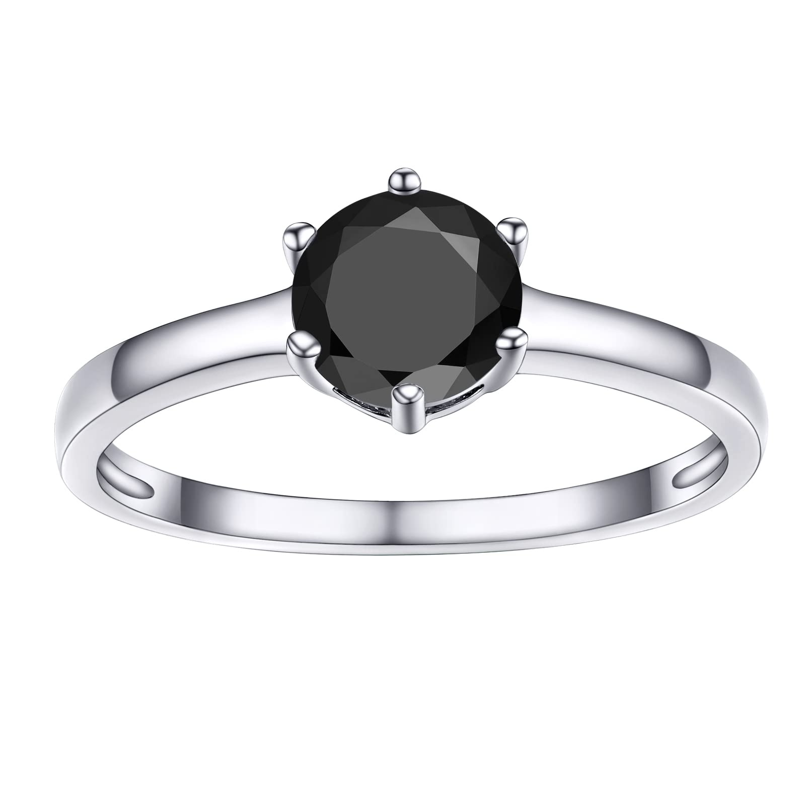 1 Carat Round Cubic Zirconia Engagement Ring for Women - 925 Sterling Silver Wedding Band with Six-Prong Solitaire Setting (Size 5-12) - Perfect for Proposals, Anniversaries & Bridal Jewelry - Gift Box Included