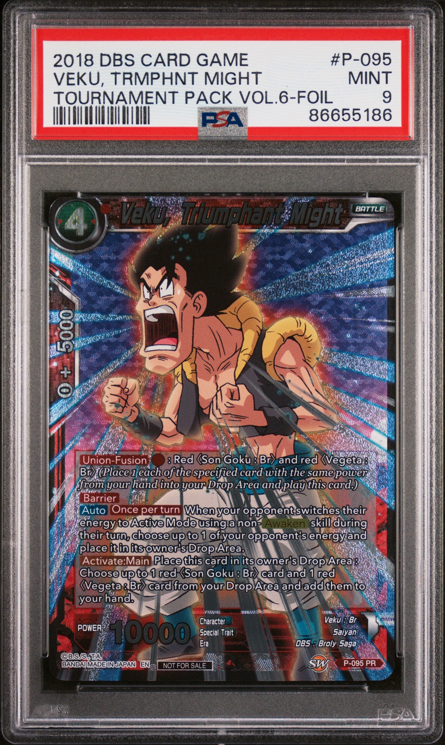 2019 Dragon Ball Super Official Veku Triumphant Might #P 095 PSA 9 Graded Card - Perfect for Collectors, Anime Fans & Gift Giving