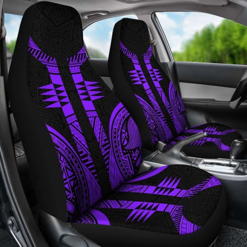 Premium American Samoa Car Seat Covers - Purple Armor Tattoo Design (11 174914) | Durable & Stylish Protection for Cars, Trucks & SUVs | Perfect for Road Trips & Daily Commutes