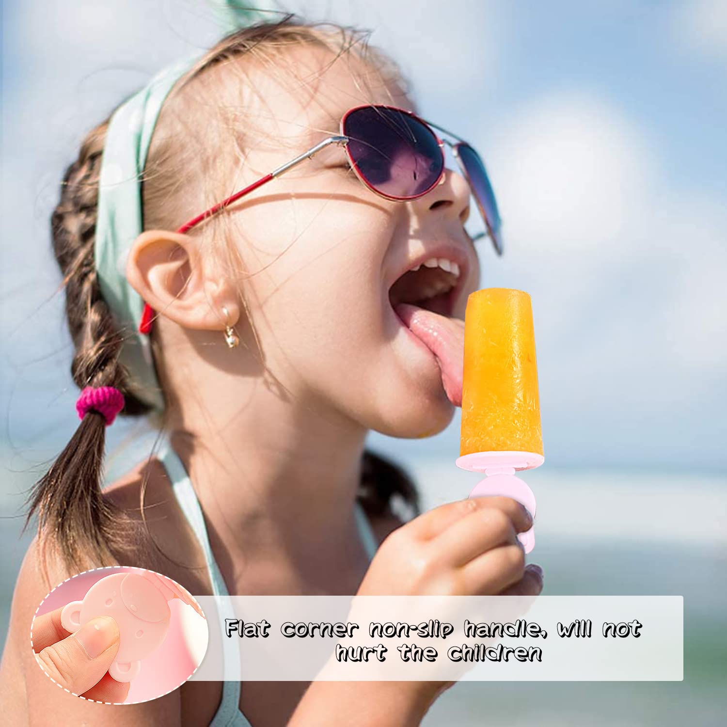 DULKET Reusable Ice Cream & Popsicle Molds with Sticks - Easy to Make & Remove, BPA-Free Silicone Ice Lolly Molds for Homemade Frozen Treats (Pink) - Perfect for Summer Parties, Kids Snacks & Healthy Desserts