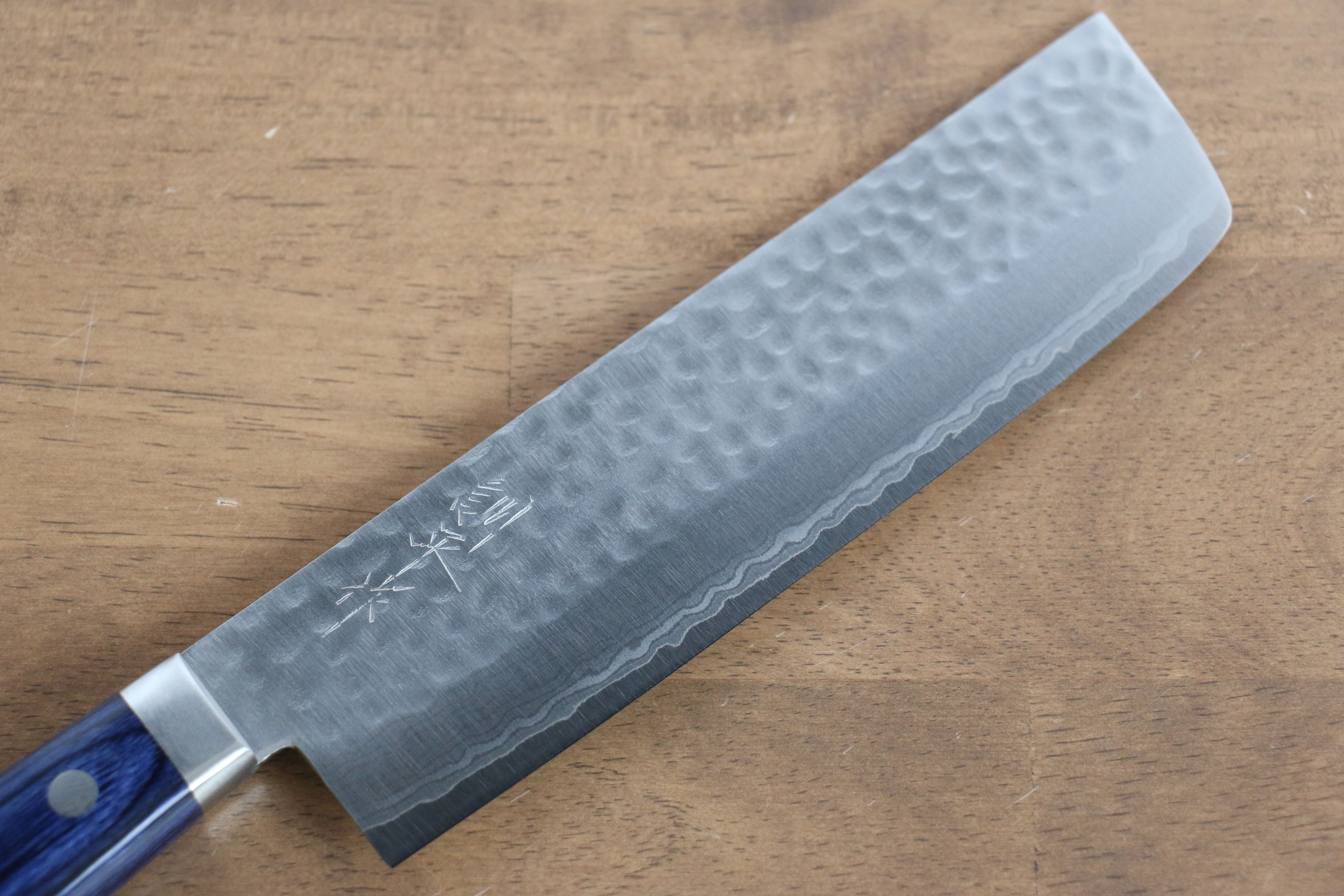 Premium Kunihira Kokuryu VG10 Hammered Usuba Knife 165mm - Japanese Blue Pakka Wood Handle - Professional Chef Knife for Sushi, Vegetables & Precision Cutting