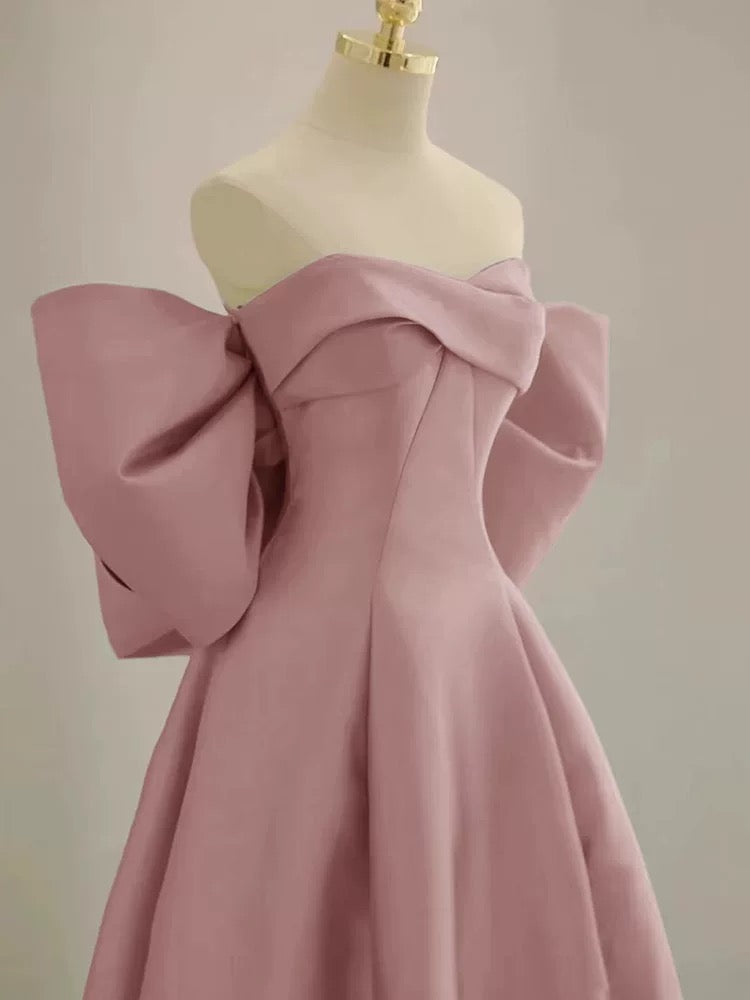 Elegant Pink A-Line Satin Long Prom Dresses for Women - Formal Evening Gowns for Homecoming, Ball, Wedding & Special Occasions