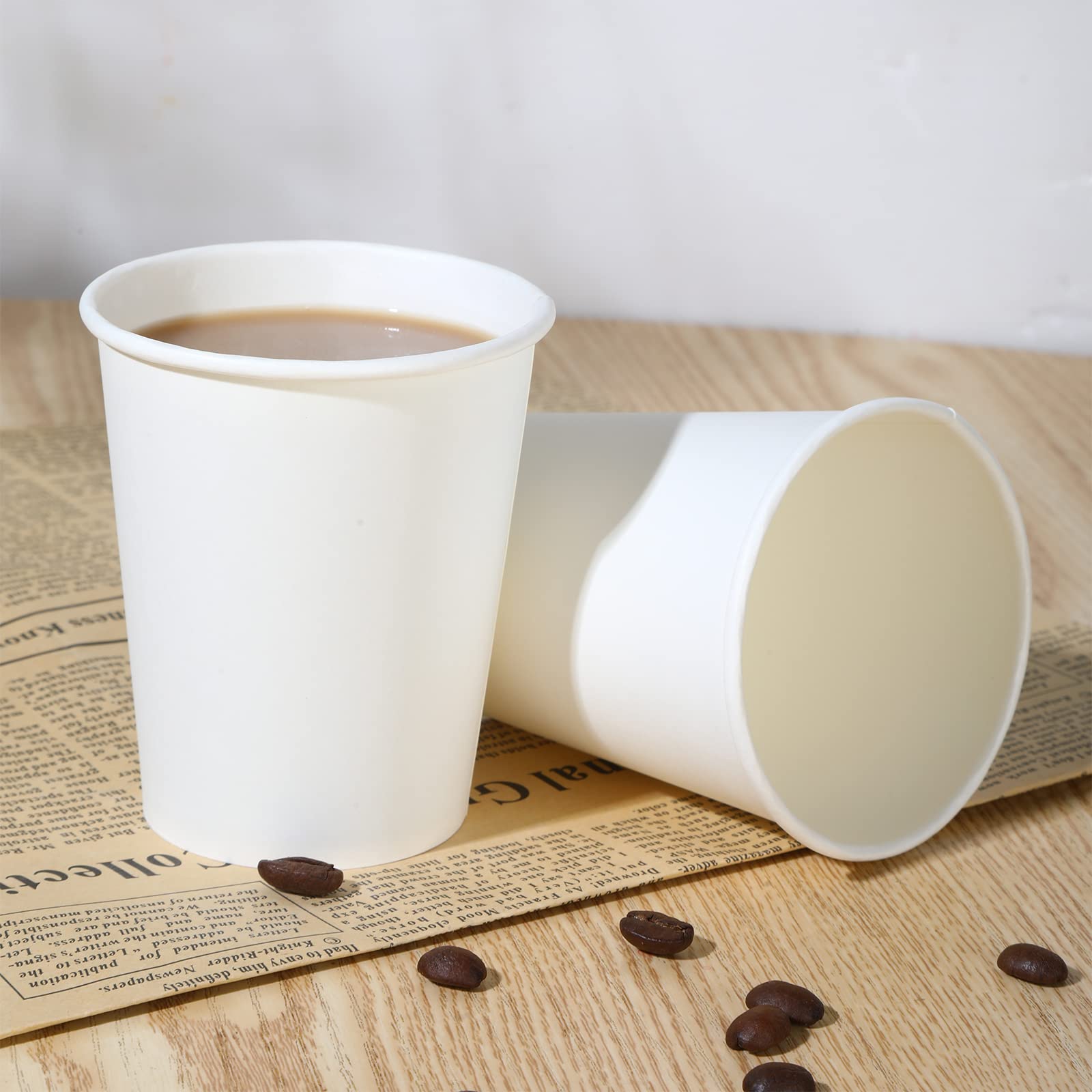8 Oz Disposable Paper Coffee Cups (300 Pack) - Bulk Hot/Cold Drink Cups for Office, Cafes, Parties & Events - BPA Free & Eco-Friendly