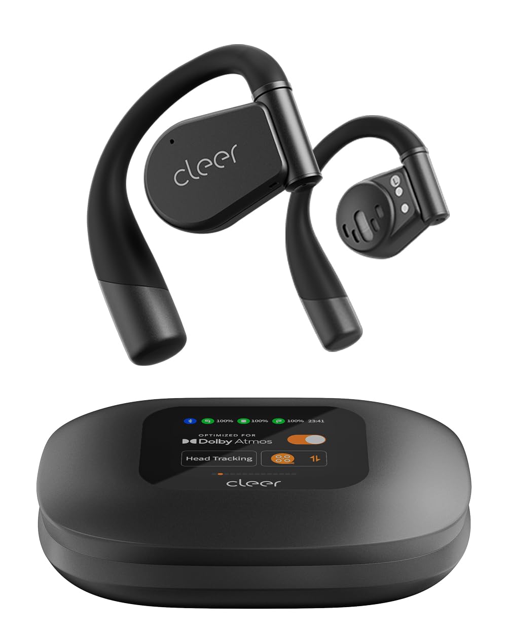 Cleer ARC 3 Open Ear Wireless Earbuds with Dolby Audio & Snapdragon Sound - 50H Battery, Bluetooth 5.4, IPX7 Waterproof, Multi-Point Connectivity, Smart Touch Controls - Perfect for Running, Workouts, and Outdoor Activities (Black)