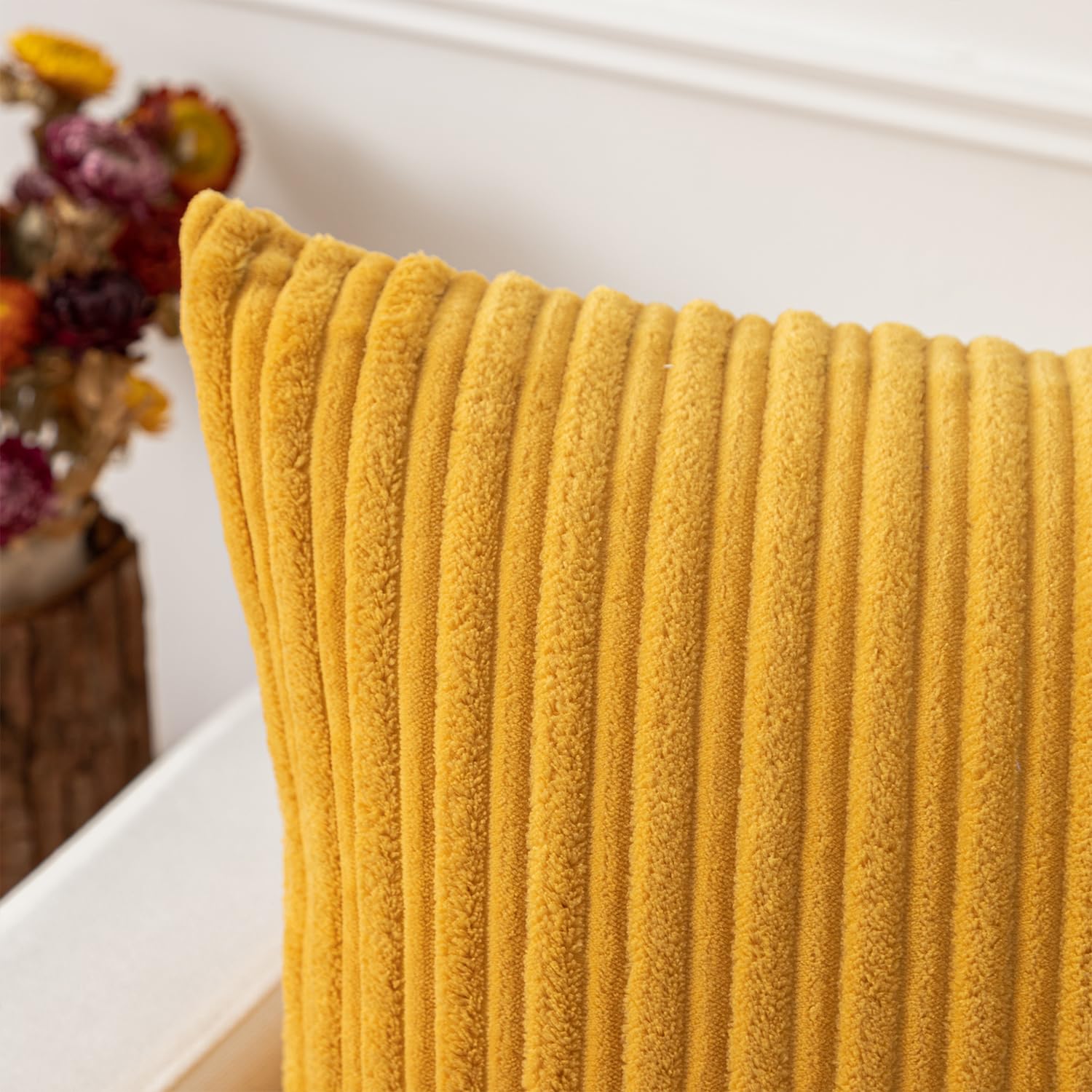 Kevin Velvet Pillow Covers Set of 2 - Striped Floor Cushions 22x22