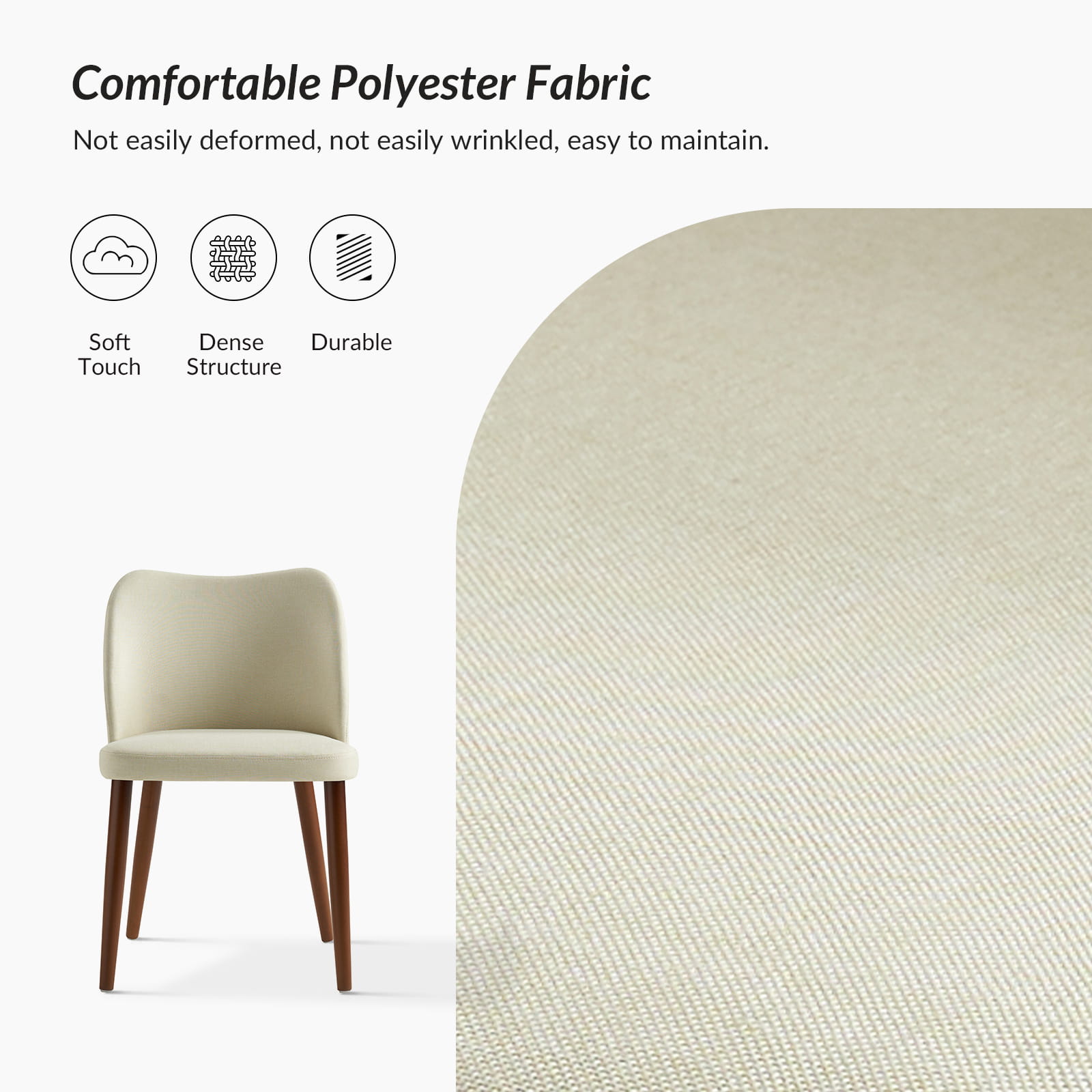 Mid Century Modern Upholstered Dining Chairs - Diana Collection | Stylish Upholstered Side Chairs for Kitchen, Dining Room & Office | Comfortable & Elegant Seating Solution