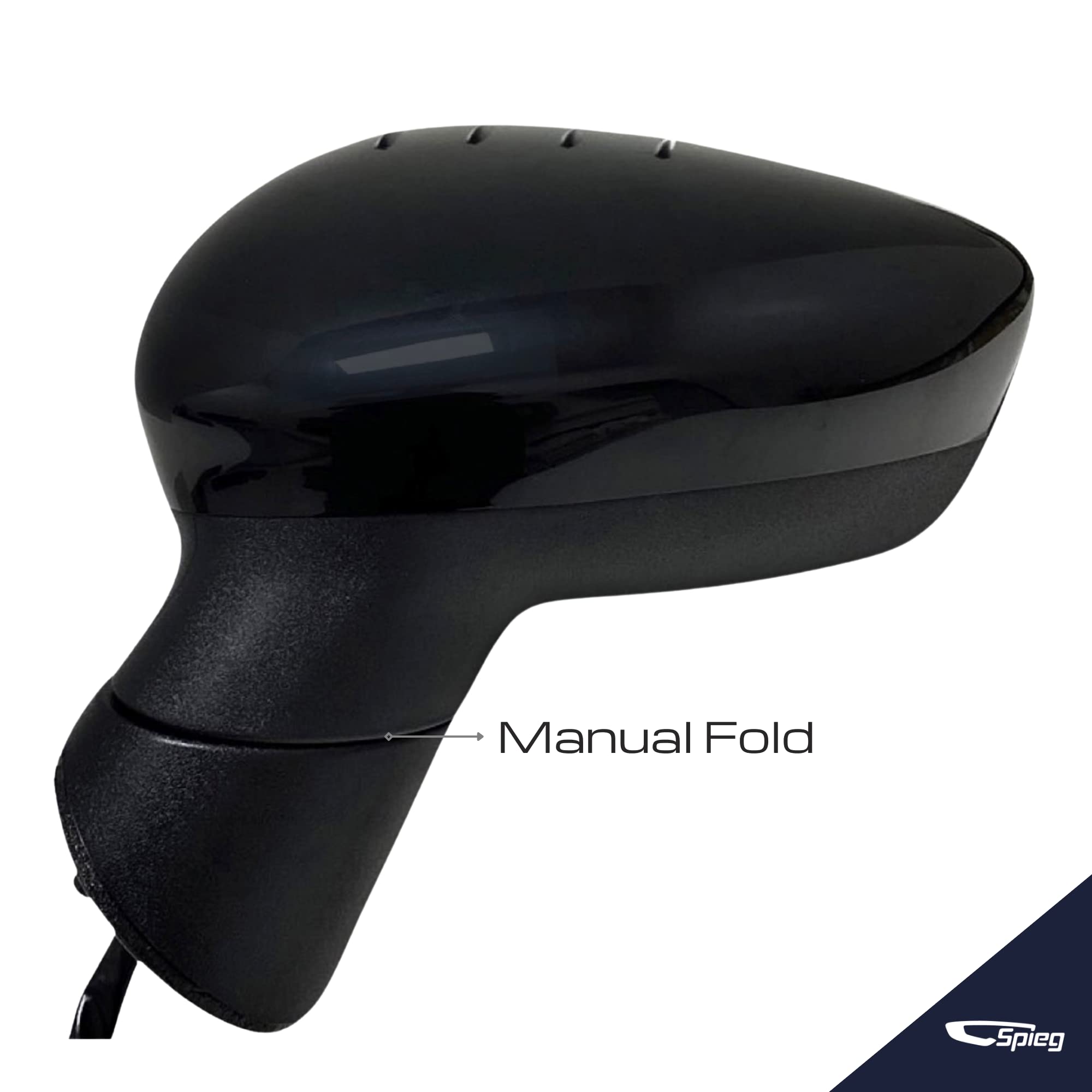 2011-2019 Ford Fiesta Driver Side Mirror Replacement - Left Power Adjustable Manual Folding Non-Heated Mirror Assembly with Spotter Glass (Paintable Black, 3-Pin Connector) | Perfect for Parking Assistance & Blind Spot Visibility