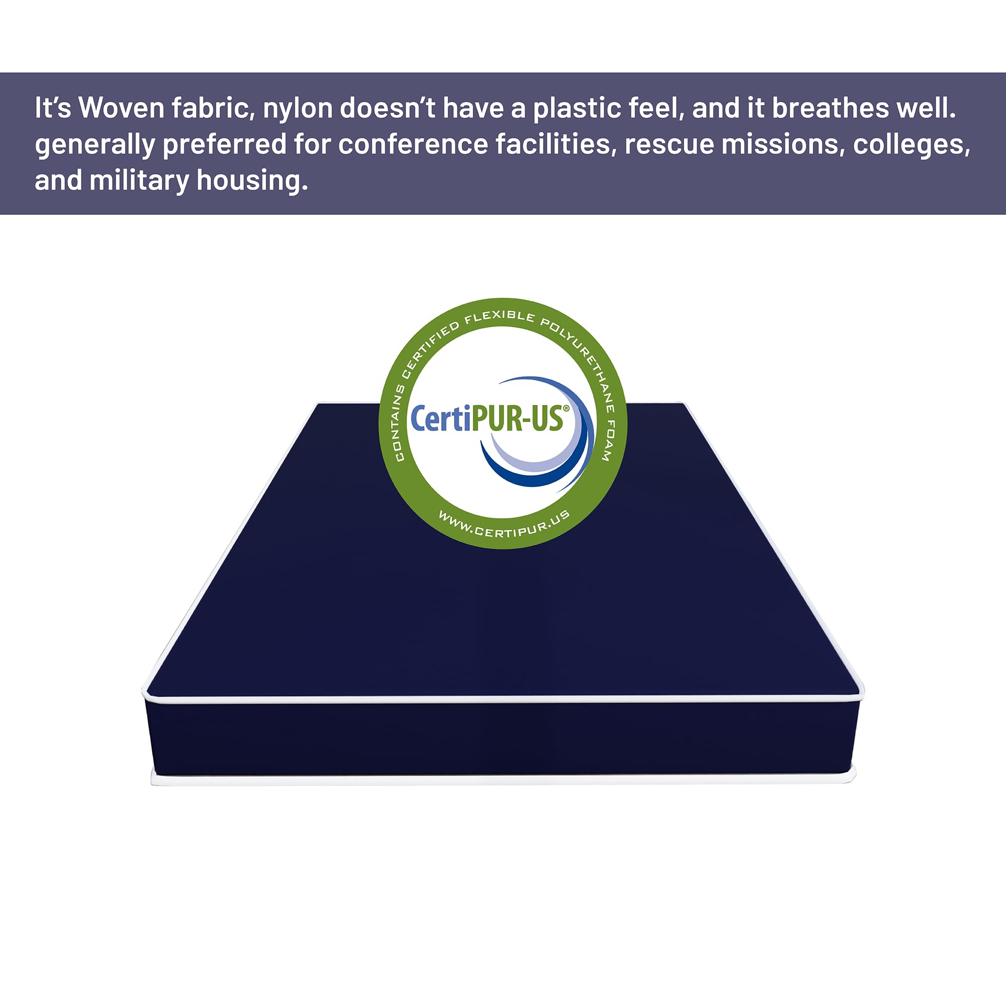 Mayton 7-Inch Medium Firm Water-Resistant Foam Vinyl Mattress - Queen Size | Easy to Clean, Comfortable & Noise-Free for Bedroom, Guest Room, RV & Dorm Use
