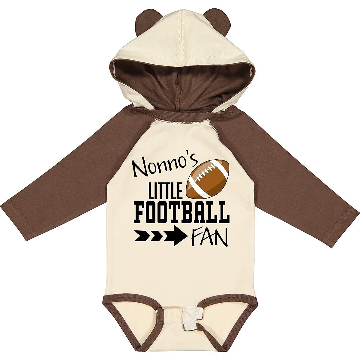 Inktastic Nonno's Little Football Fan Baby Long Sleeve Creeper - Soft Cotton Bodysuit for Newborns & Infants - Perfect for Game Day, Family Photos & Football Season Outfits
