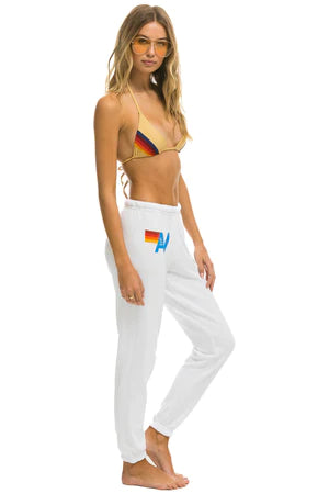 Aviator Nation Women's Logo Sweatpants - Soft Cotton Joggers with Branded Waistband | White Casual Lounge Pants for Yoga, Running Errands & Cozy Home Wear