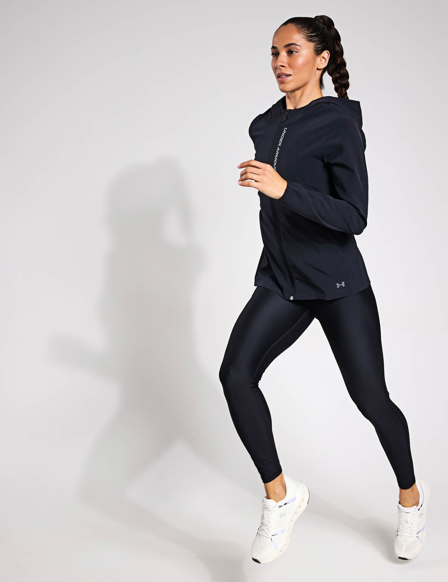 OutRun The Storm Waterproof Windproof Jacket - Black with Reflective Strips for Running, Hiking & Outdoor Activities