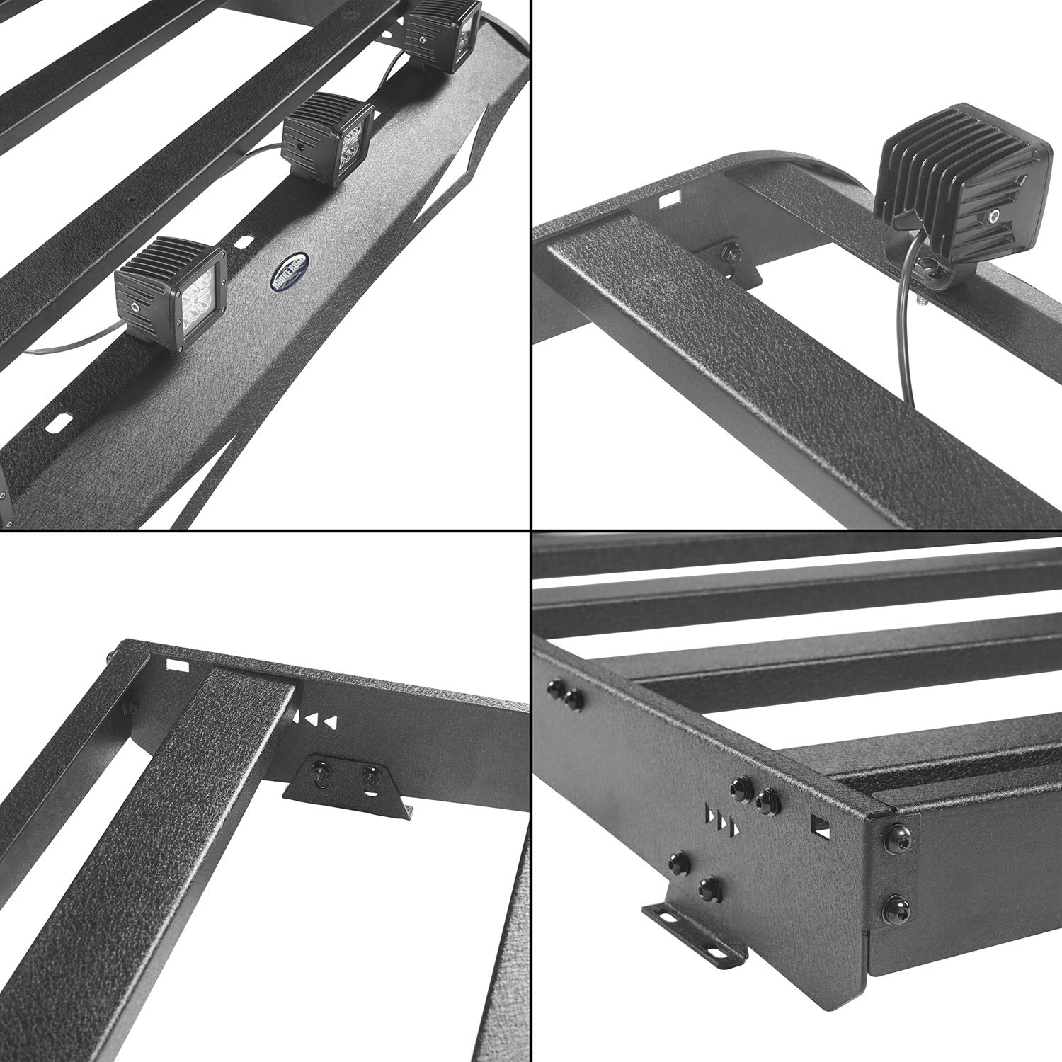 u-Box Tundra Top Roof Rack Cargo Carrier with 4X 18W LED Lights for Toyota Tundra Crewmax 4-Door Pickup Truck 2014-2021 - Heavy Duty Roof Top Luggage Carrier for Camping, Road Trips & Outdoor Adventures