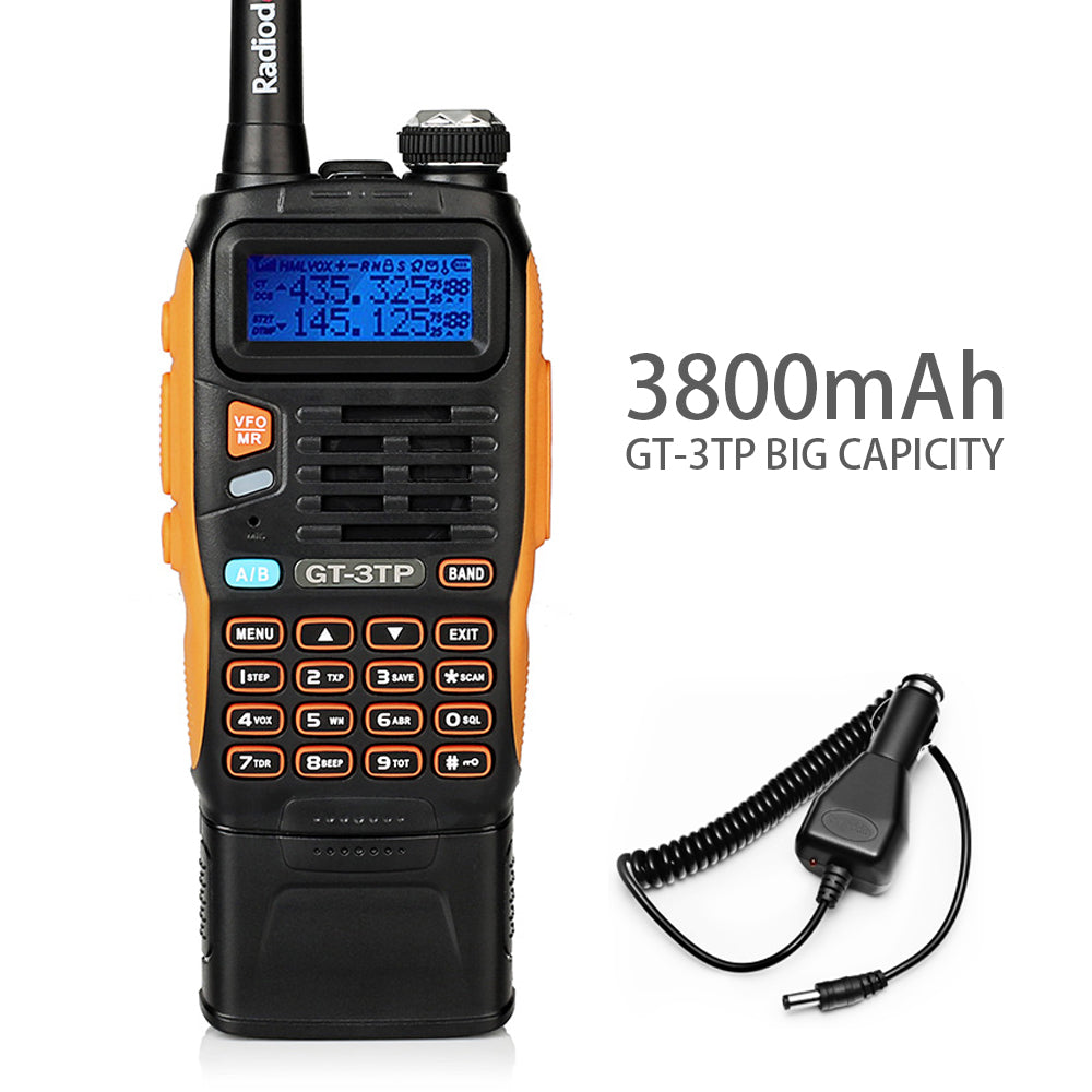 Baofeng GT-3TP Mark III Two-Way Radio with 3800mAh Battery [2 Pack + Free Charging Cable] - Long Range Walkie Talkies for Outdoor Adventures, Construction Sites & Emergency Communication
