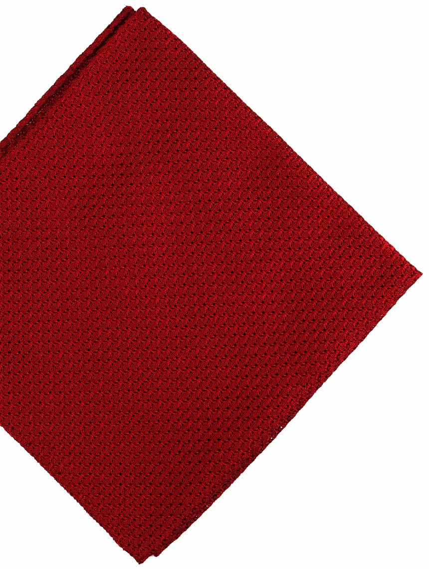 DÉCLIC Grenadine Hanky - Red Silk Pocket Square for Men - Perfect for Weddings, Business Meetings & Formal Events