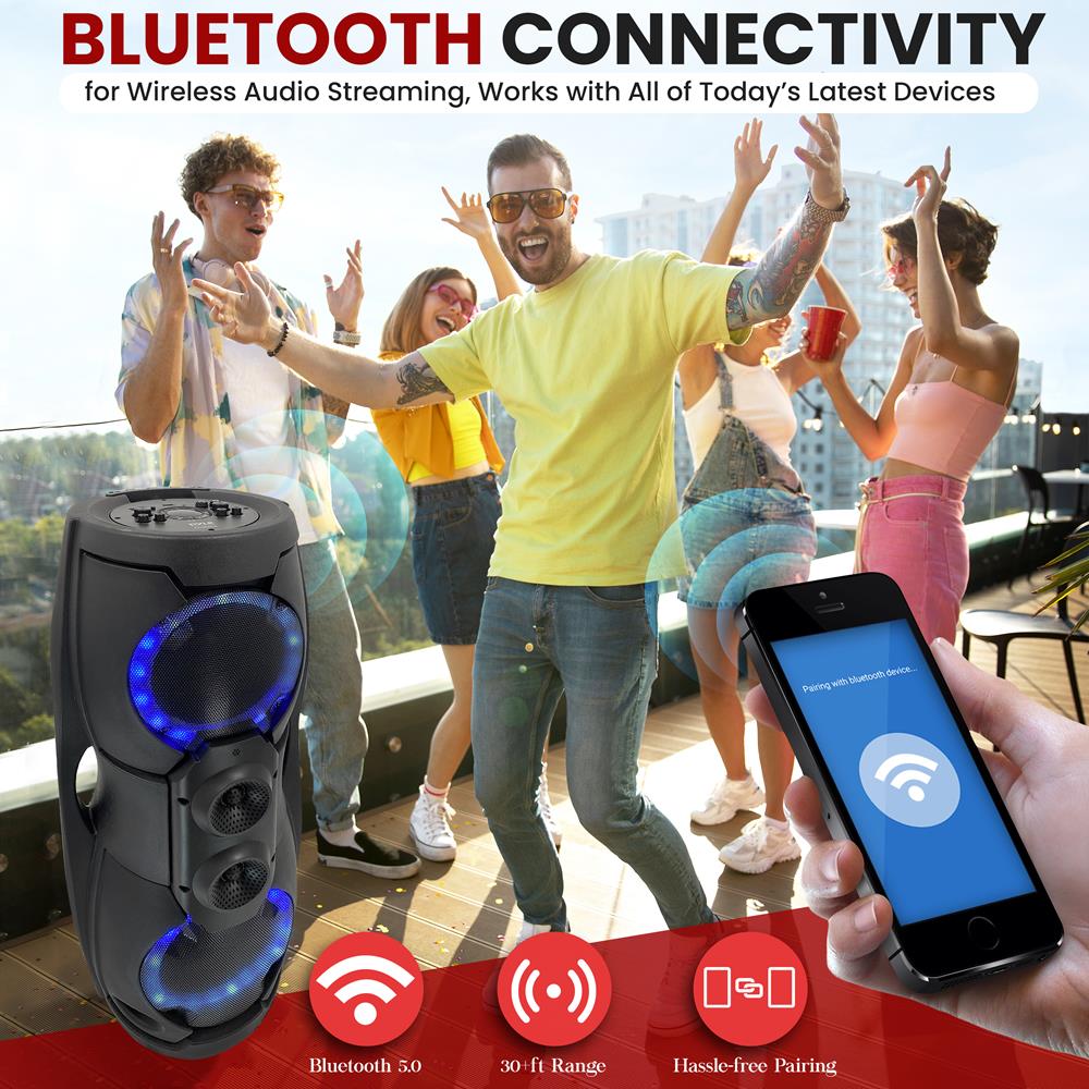2 Channel Portable Wireless PA System with Bluetooth - Ideal for Outdoor Events, Parties, and Public Speaking