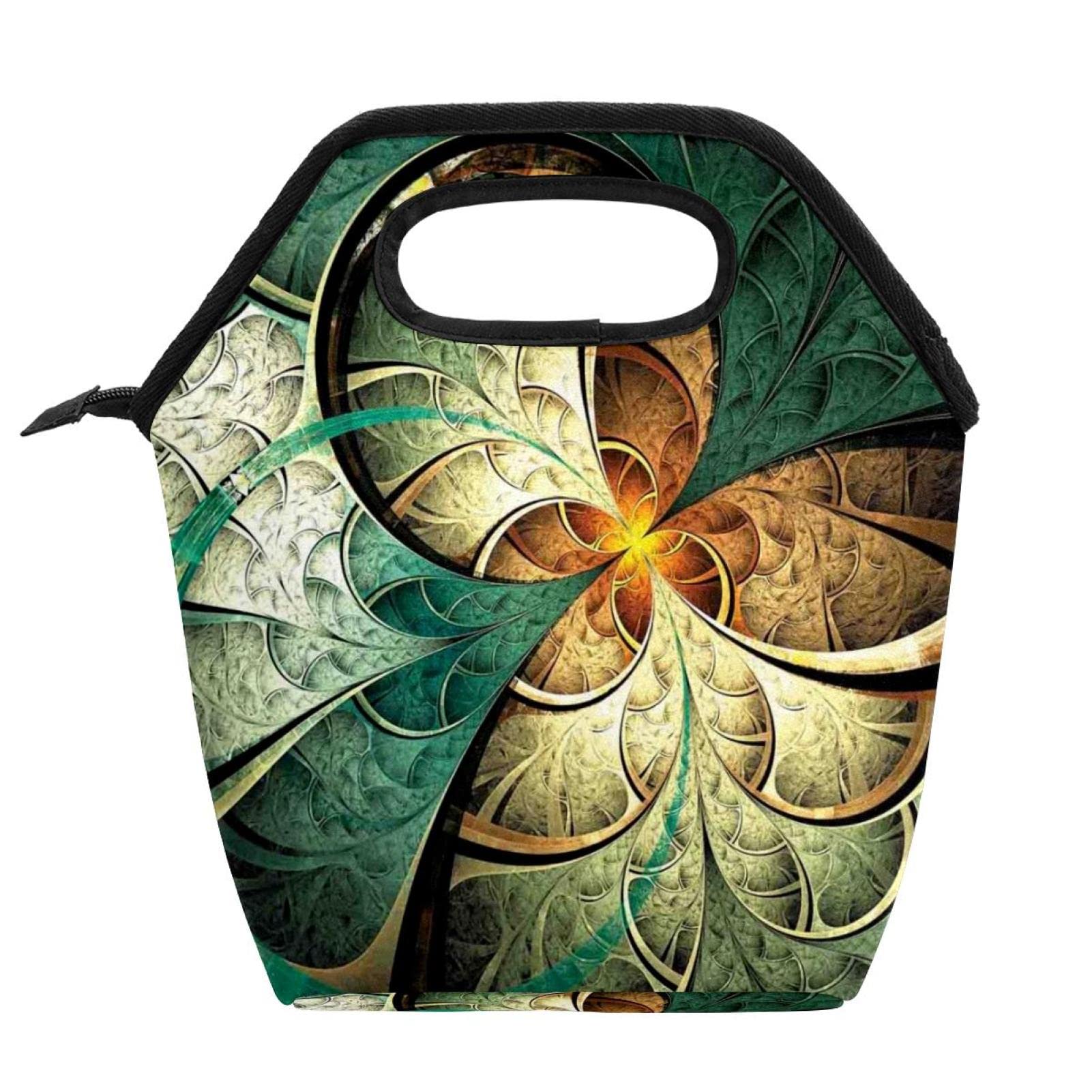 Insulated Lunch Box for Kids & Adults - Surreal Floral Design, Leak-Proof Zipper Closure, Perfect for School, Work, Outdoor Picnics & Travel
