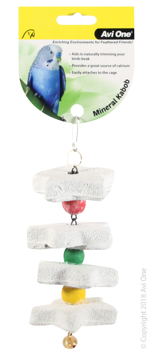 Premium Avi One Mineral Star Kabob Large - Natural Mineral Lick for Birds & Small Animals | Perfect for Cages, Aviaries & Outdoor Enclosures