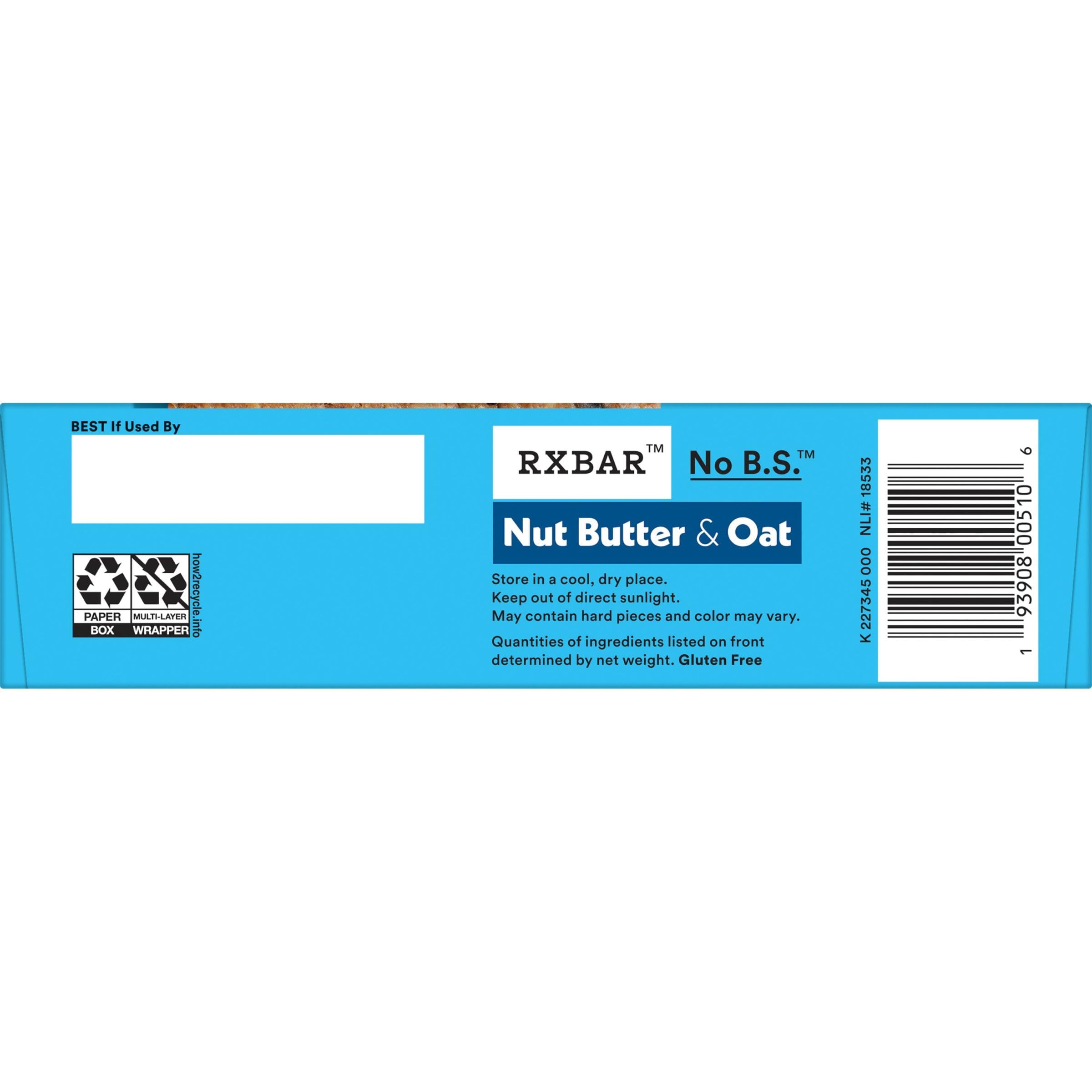 RXBAR Nut Butter and Oat Protein Bars - Blueberry Cashew Butter Flavor, 9.7oz Box (5 Bars) | High Protein Snacks for Workout Recovery, Healthy On-the-Go Breakfast & Office Snacks