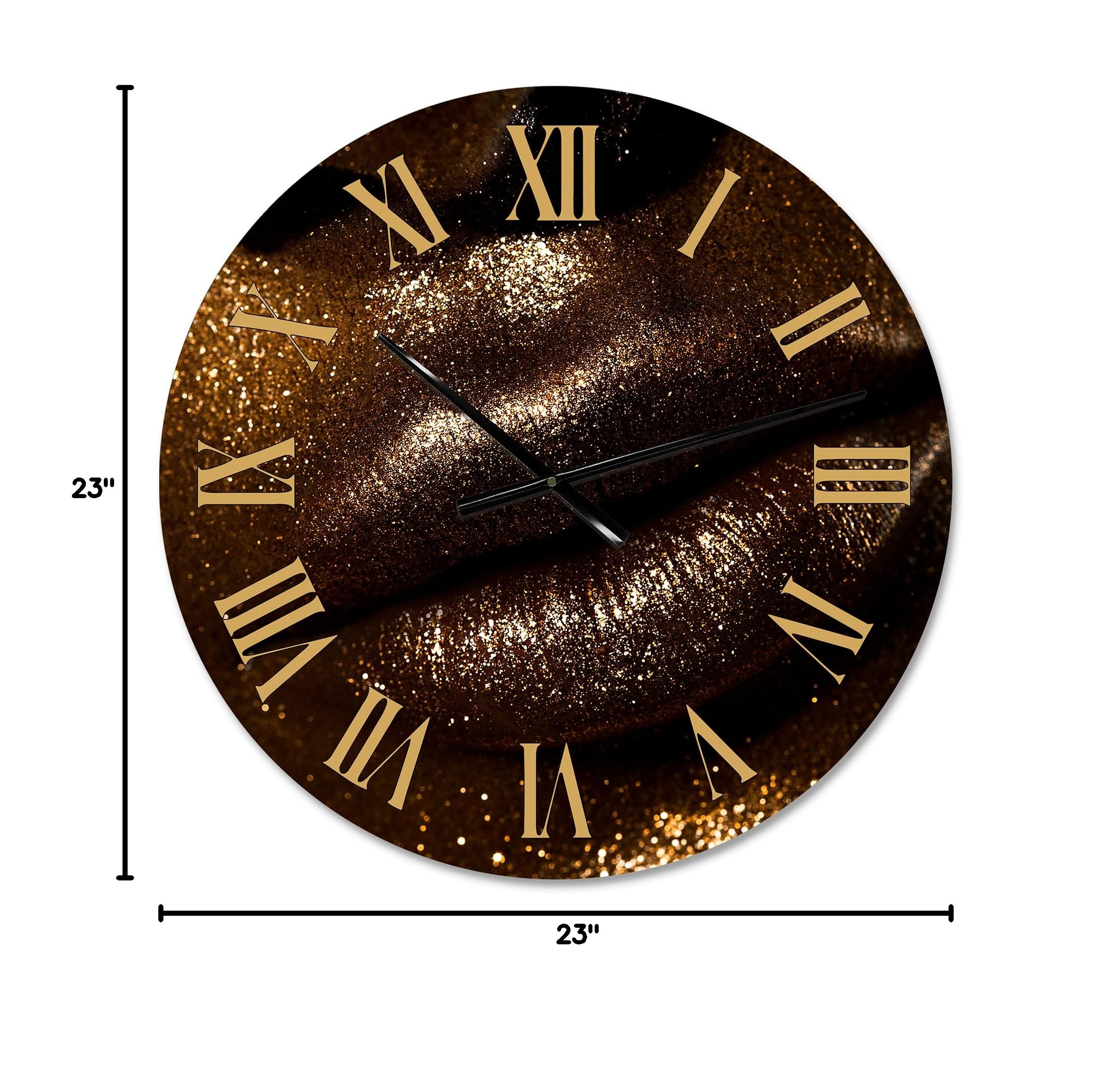 Stylish Modern Wall Clock - Elegant Woman Lips Design with Glitter & Spangles | Large Decorative Clock for Living Room, Bedroom & Office | Perfect Home Decor & Unique Gift Idea