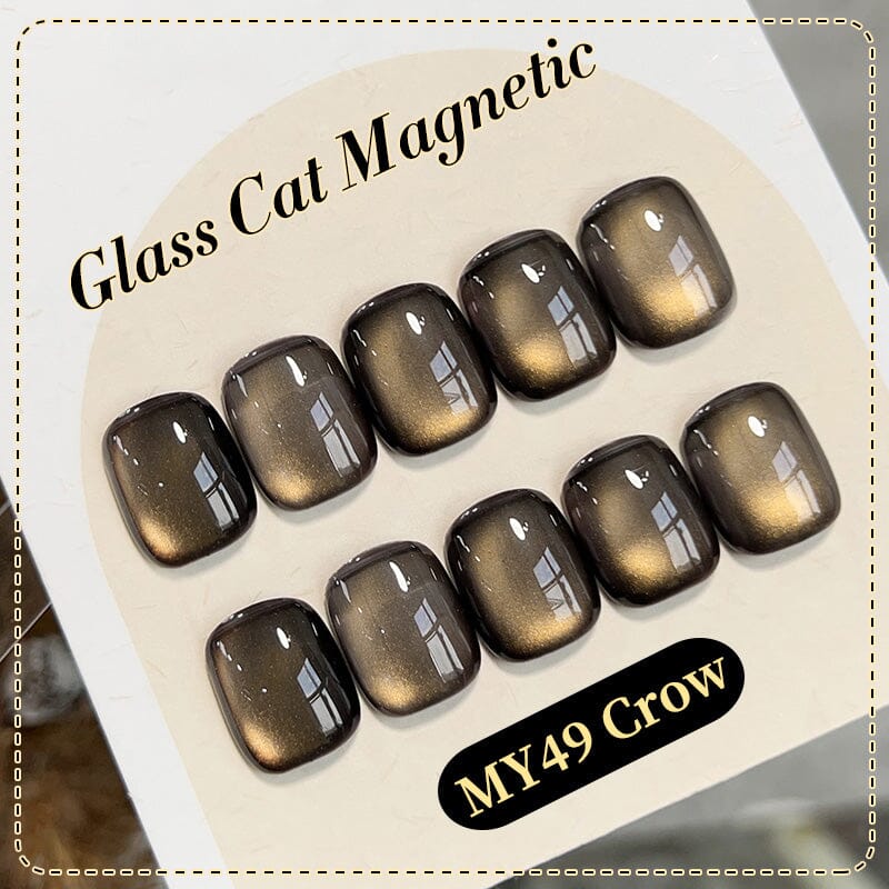 Black Glass Cat Magnetic Gel Nail Polish - 10ml MY49 Crow for Stunning Cat Eye Effect | Perfect for Nail Salons & DIY Manicures at Home