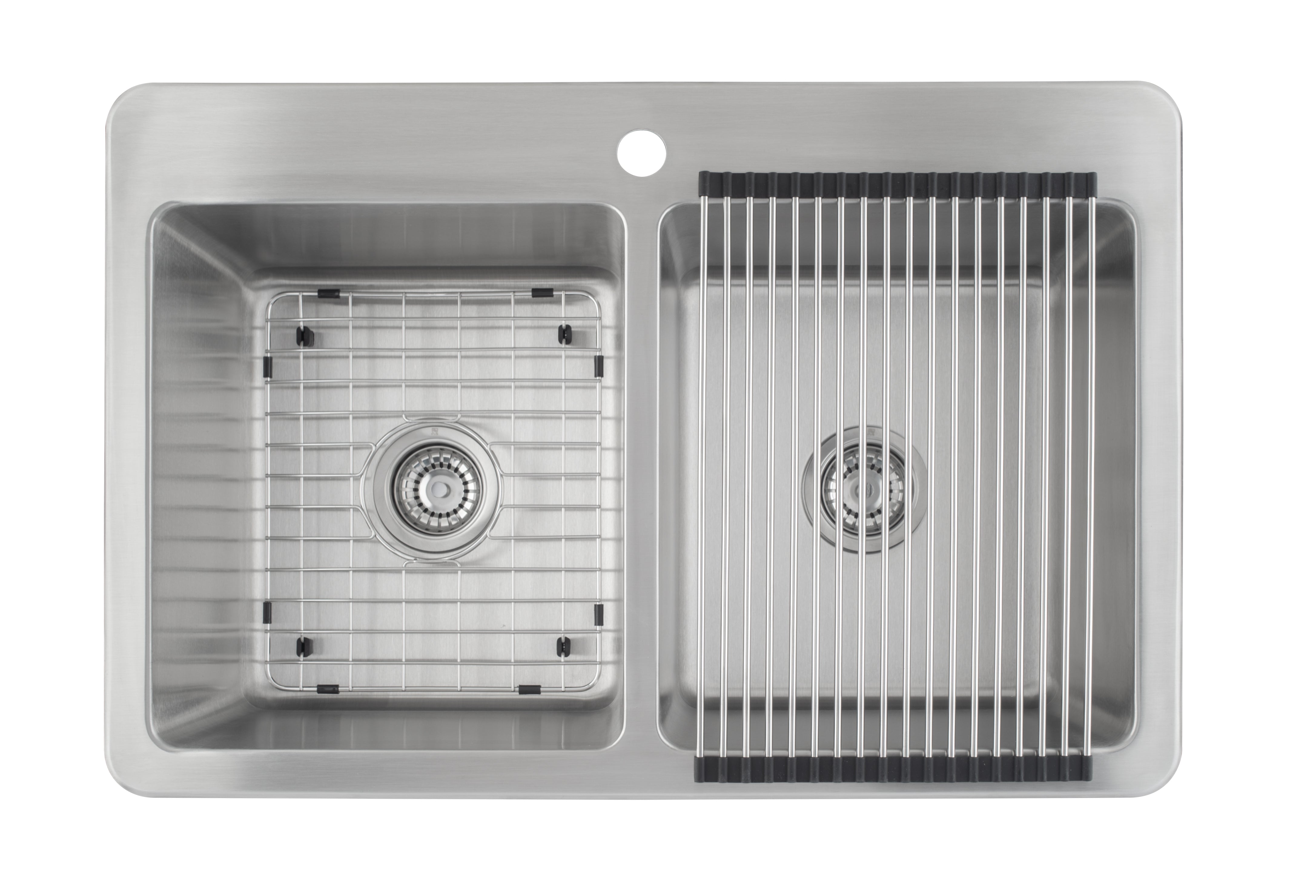 Valencia Series 33 x 22 Inch Double Bowl Dual Mount Stainless Steel Kitchen Sink - Perfect for Modern Homes & Restaurant Prep Areas