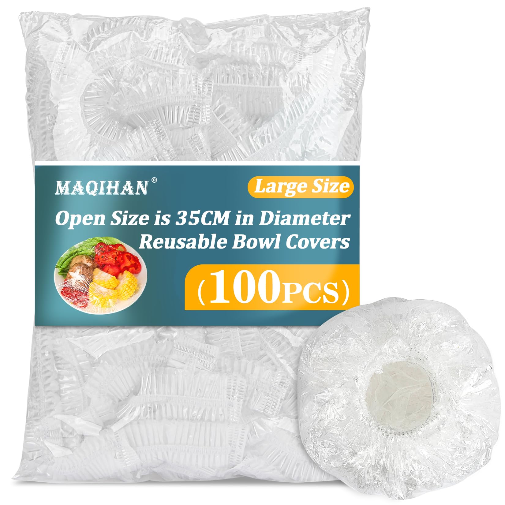 100pcs Large Elastic Reusable Bowl Covers - Food Grade Plastic Wrap for Bread Proofing, Sourdough Baking & Rising | Perfect for Kitchen, Outdoor Food Storage & Fresh Keeping | Durable Plate Covers & Shower Cap Alternative