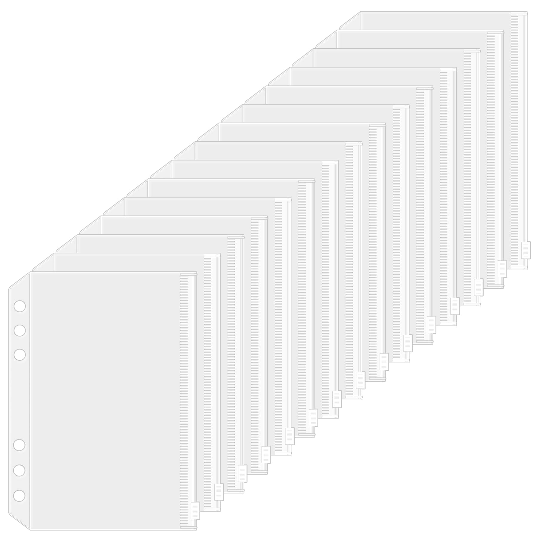 HAUTOCO 15PCS A5 6-Hole Binder Pockets - Clear PVC Planner Inserts, Cash Envelopes & Money Organizer for Budgeting - Waterproof Zipper Pouch File Folders for A5 Binder | Perfect for Home Office, School Supplies, Financial Planning & Document Storage