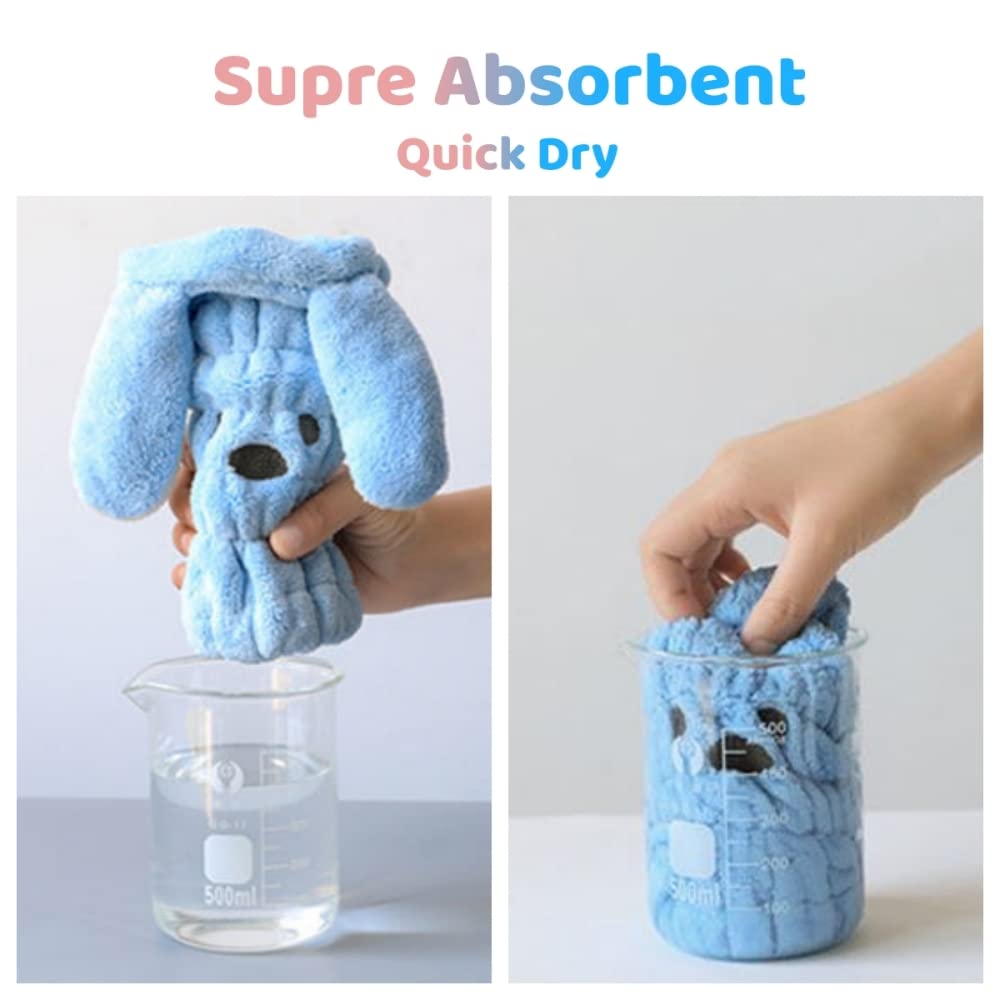 2PCS Soft & Absorbent Bear Hair Towel Wrap - Quick Dry Bath Turban Cap for Women, Girls & Kids - Perfect for Post-Shower, Spa & Home Hair Care