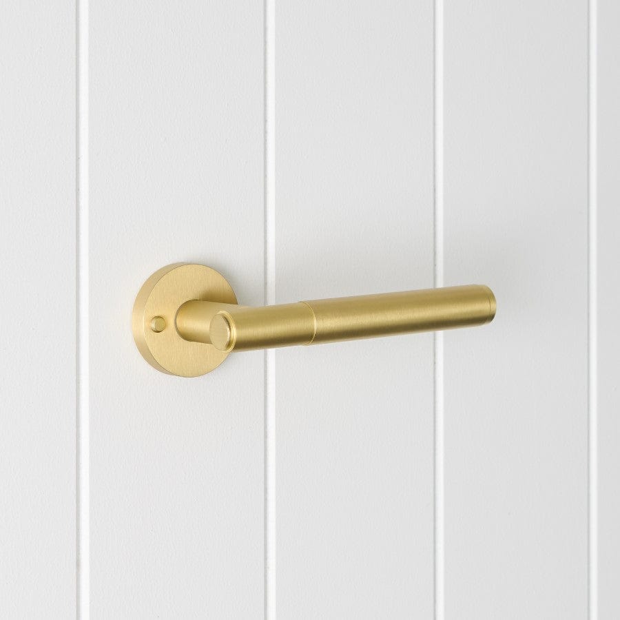 Premium Melbourne Door Handle with Lock - Brushed Brass Finish for Home & Office Security - Ideal for Bedrooms, Bathrooms, and Entry Doors