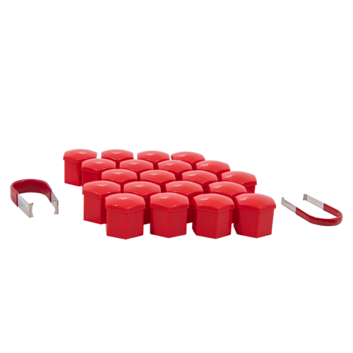 21MM HEX Cap Set - Red Clam Shell Design - Durable & Rust-Proof for Automotive, Motorcycle, and DIY Projects - Perfect for Fastening and Securing Applications