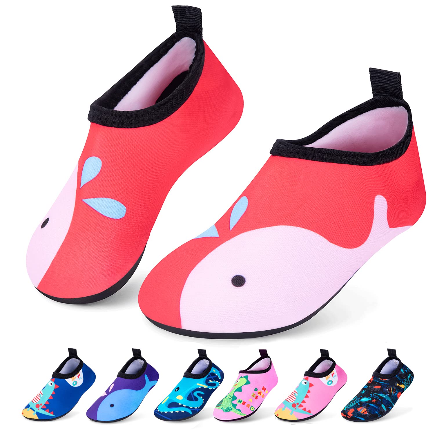 **RJVW Kids Boys Girls Swim Water Shoes - Non-Slip Quick Dry Aqua Socks for Toddlers & Children, Barefoot Beach Shoes for Swimming, Surfing, Pool, Outdoor Sports & Water Activities**