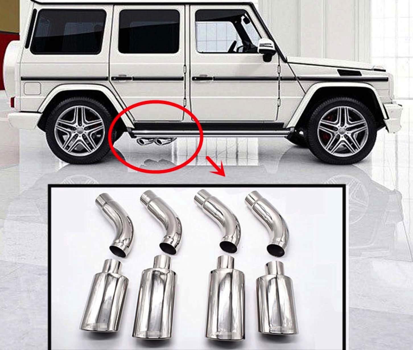 High-Quality Silver Exhaust Tip Pipes for Mercedes-Benz G500 G55 G63 - Direct Fit Replacement & Performance Upgrade - Perfect for Off-Roading & Custom Car Mods