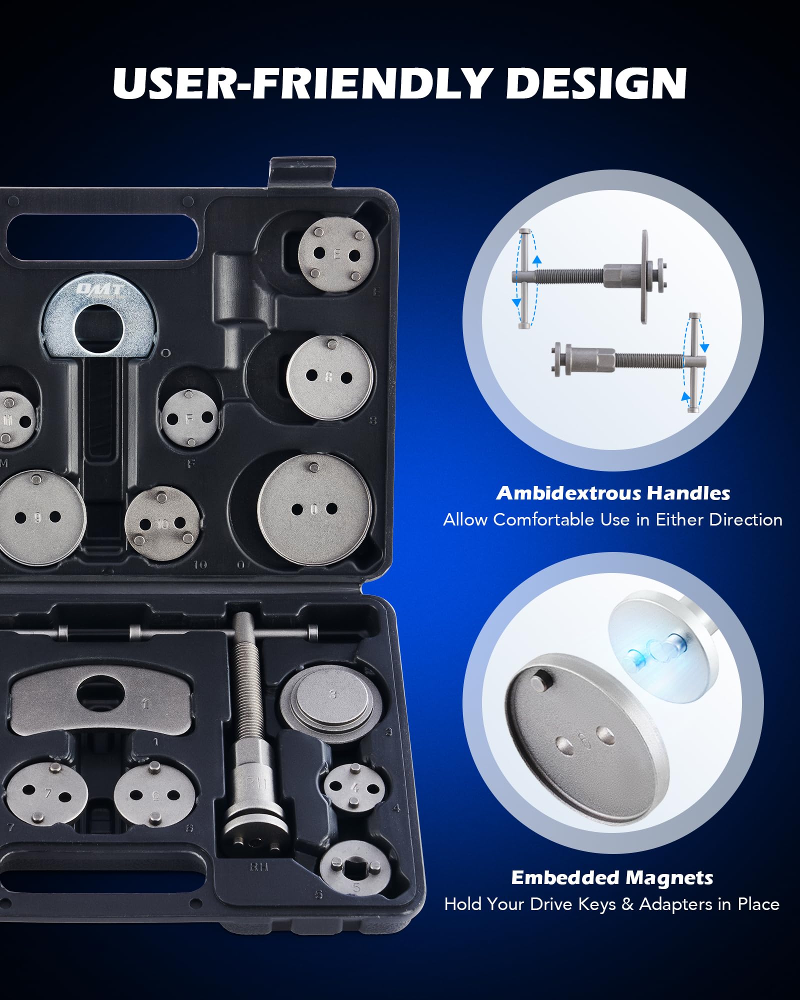 Orion Motor Tech 32-Piece Dual Brake Tool Set - 2-in-1 Disc Brake Caliper & Drum Brake Kit with Spring Pliers, Installer, Remover & Adjuster - Perfect for Car, Truck & Motorcycle Brake Repair & Maintenance
