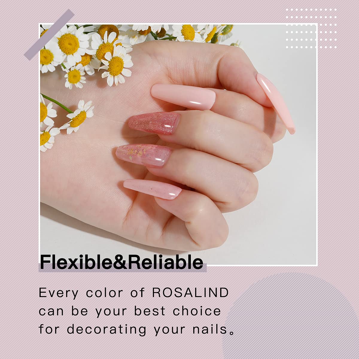 ROSALIND 6-Piece 15ML Semi-Permanent Poly Nail Gel Extension Kit - Professional UV/LED Gel Polish Set for Long-Lasting Manicures | Perfect for Salon, Home Use & Nail Art Designs