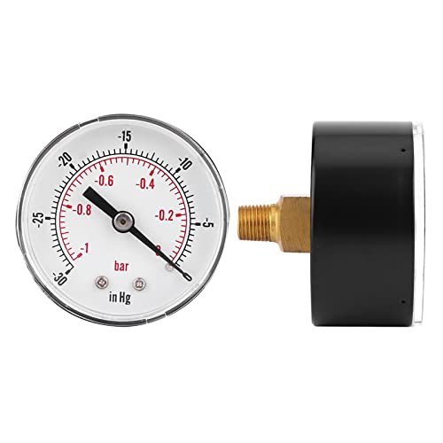 **1/8 BSPT Water Vacuum Gauge - 50mm Clear Reading, High Air Tightness for Air & Water Systems | Ideal for HVAC, Automotive, and Industrial Applications**