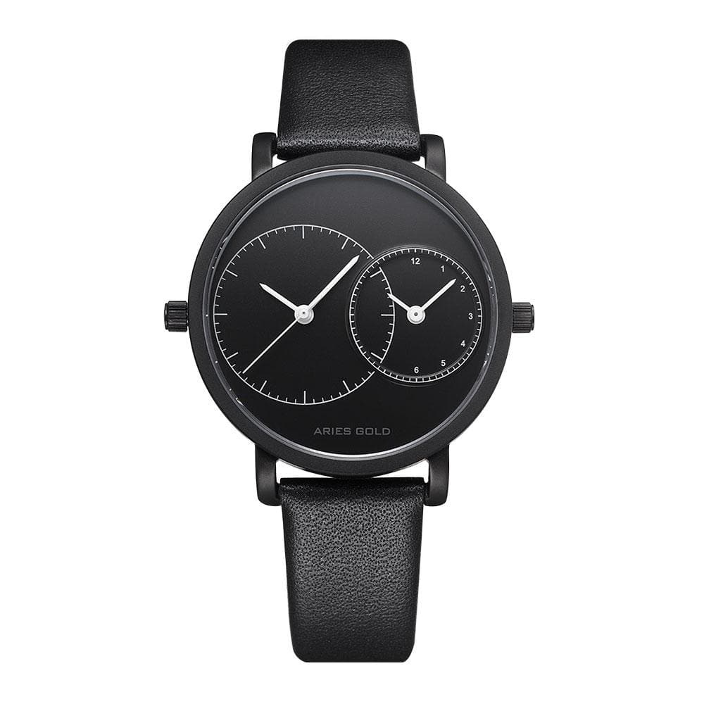 ARIES GOLD WANDERER Black Stainless Steel Women's Watch with Leather Strap - Fashionable Timepiece for Everyday Wear, Office & Special Occasions