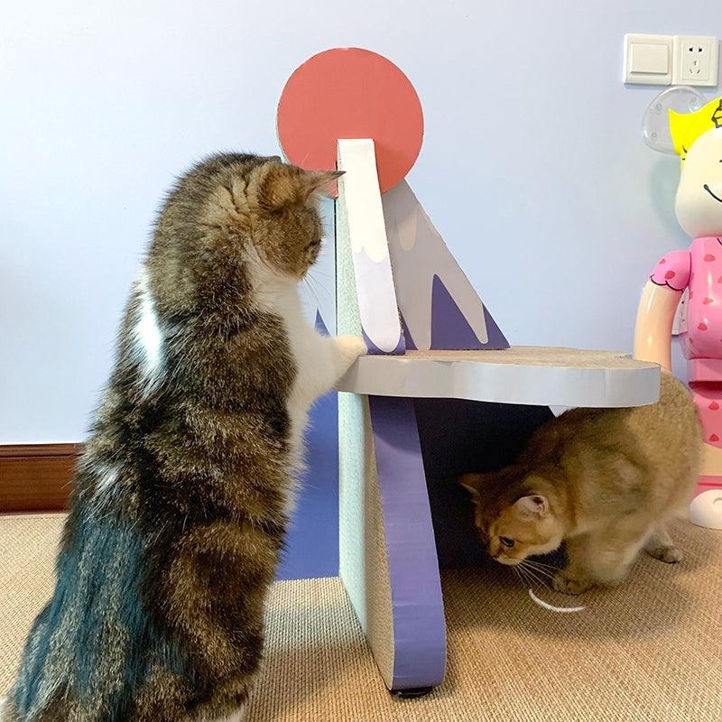 Premium Cat Scratcher Post Board - Fuji Mountain Shaped Scratching Lounge & Bed for Cats - Durable Sisal Pad Protects Furniture - Perfect for Indoor Play & Relaxation