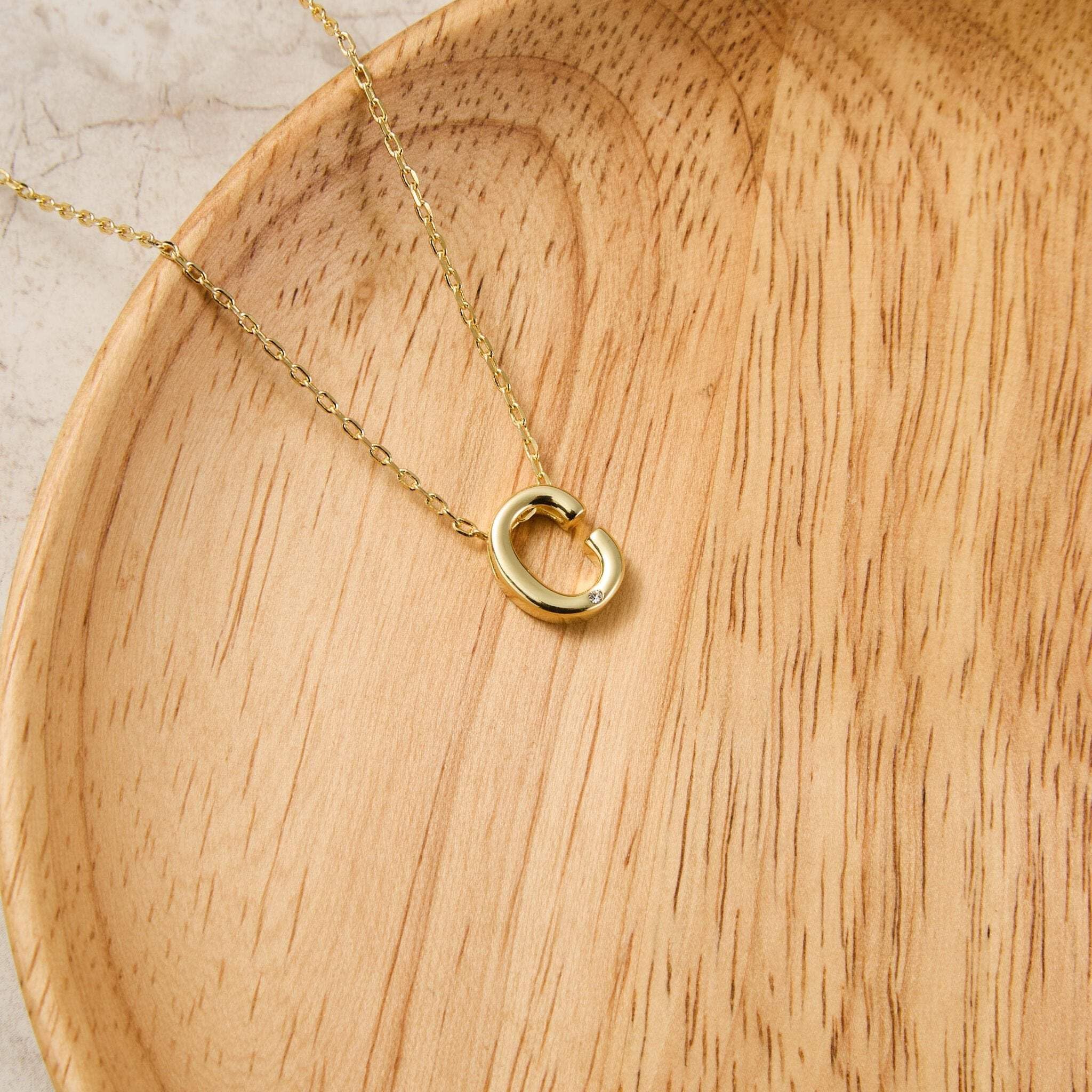 Gold Plated Initial Necklaces A-Z with Zircondia® - Perfect Gift for Her