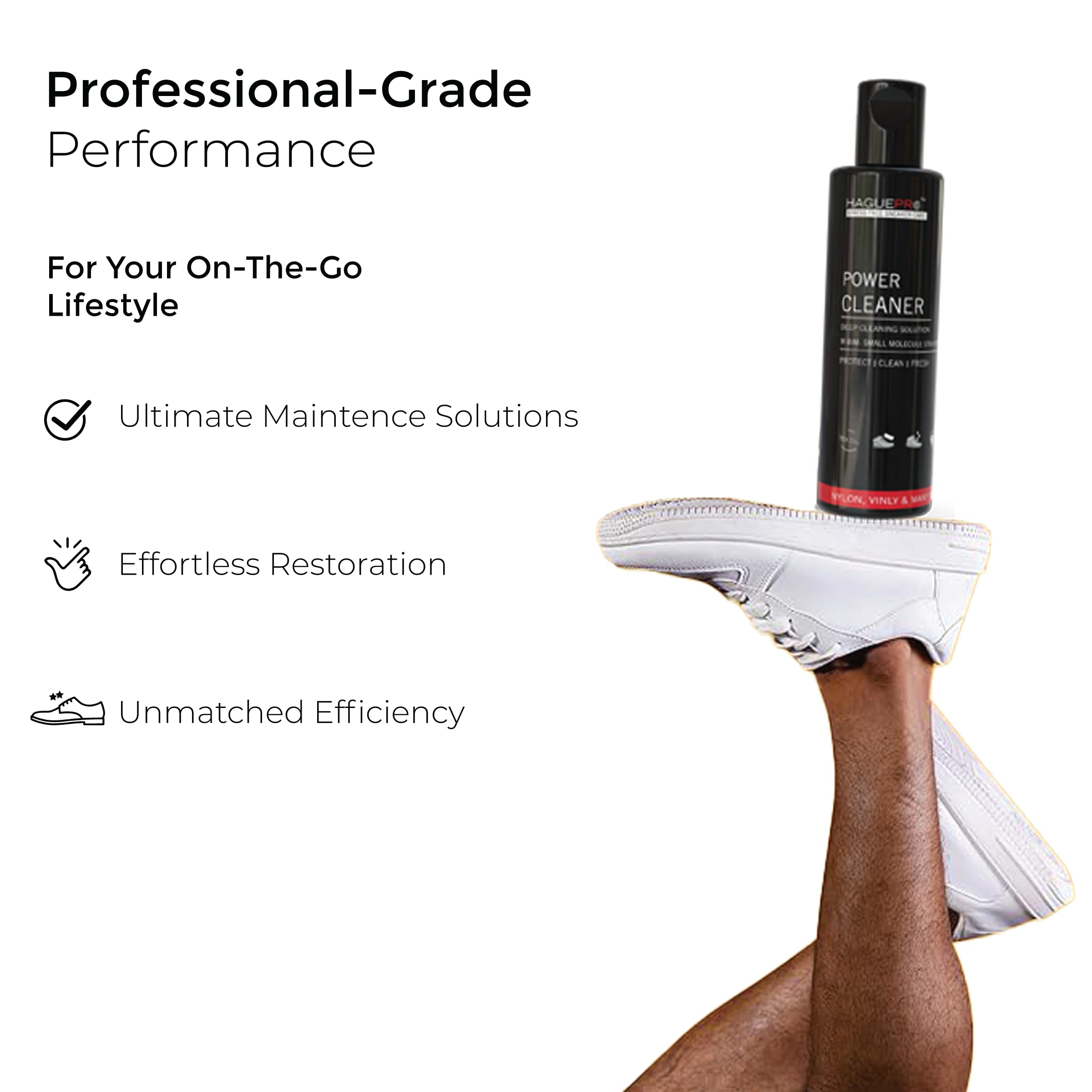 HaguePr Signature Sneaker Cleaning Kit - Premium Shoe Cleaner for White Sneakers, Nubuck, Canvas, Trainers & Sports Shoes | Includes Cleaning Solution, Medium Brush, Eraser & Microfiber Towel | Perfect for Gym Shoes, Casual Wear & Sneaker Care
